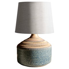 Vintage Klase Keramik Höganäs Stoneware Lamp in Earth Tones and Blue, 1960s 