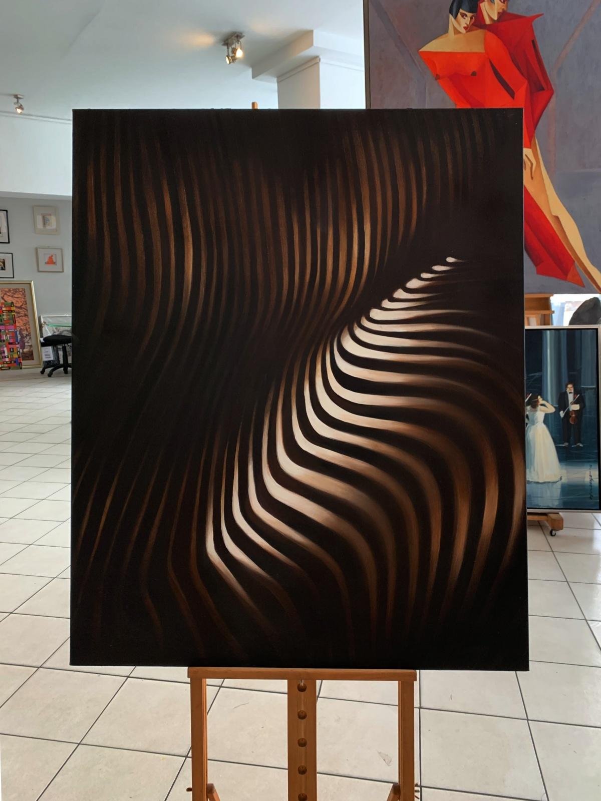 Disinteressato II- XXI secolo, Arte giovane, Pittura astratta, Colori scuri - Abstract Painting Nero di Klaudia Lata