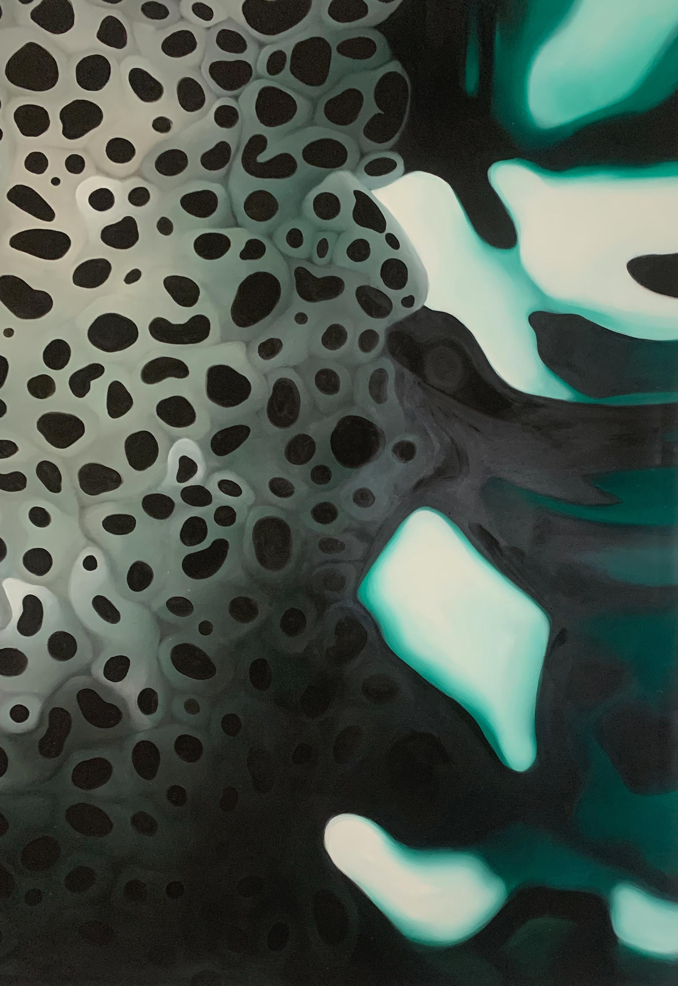 Senza titolo. Quadro astratto a olio su tela, scala grande, artista polacco - Abstract Painting Nero di Klaudia Lata