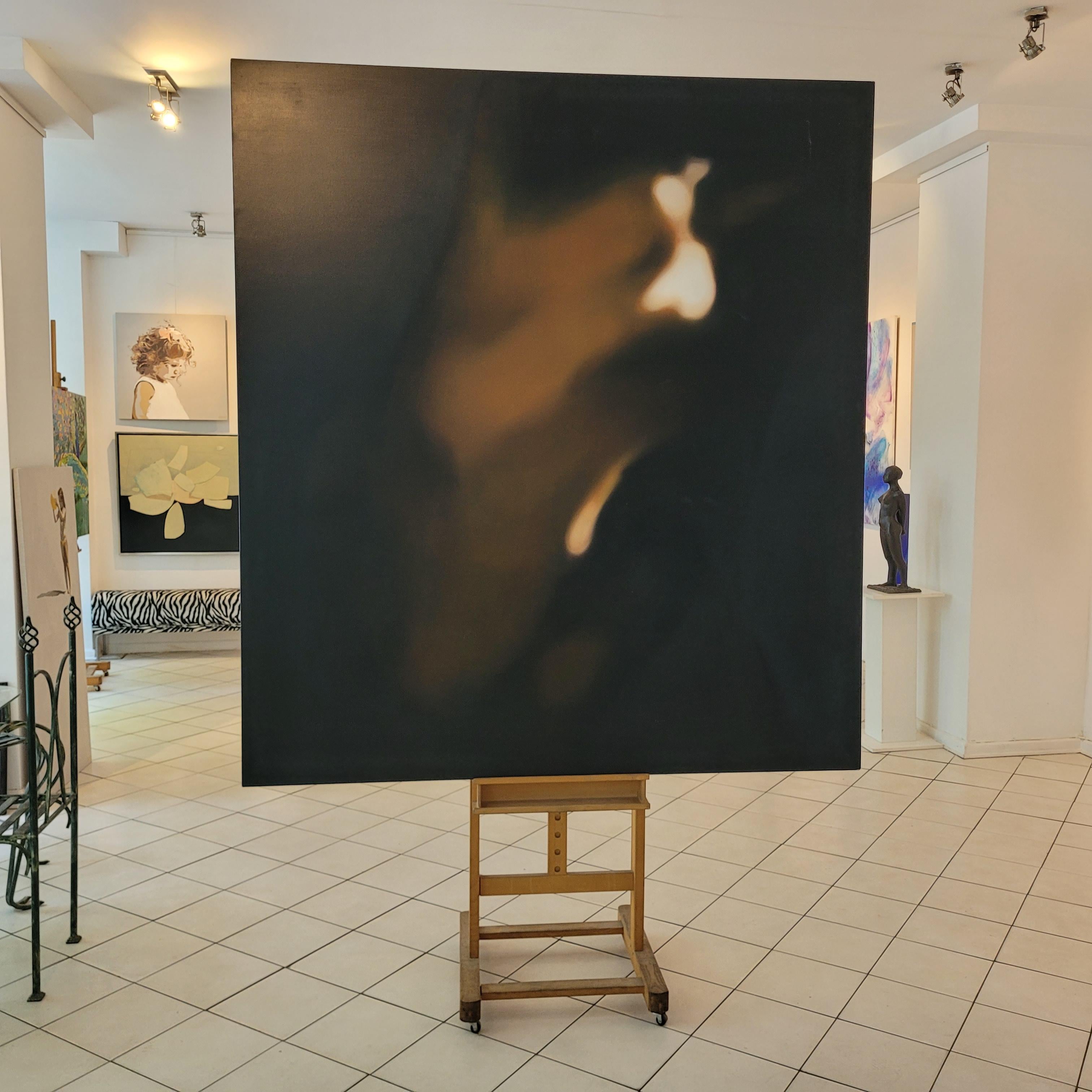 Sin título - Pintura contemporánea abstracta oscura al óleo, Arte joven, Artista polaco en venta 5
