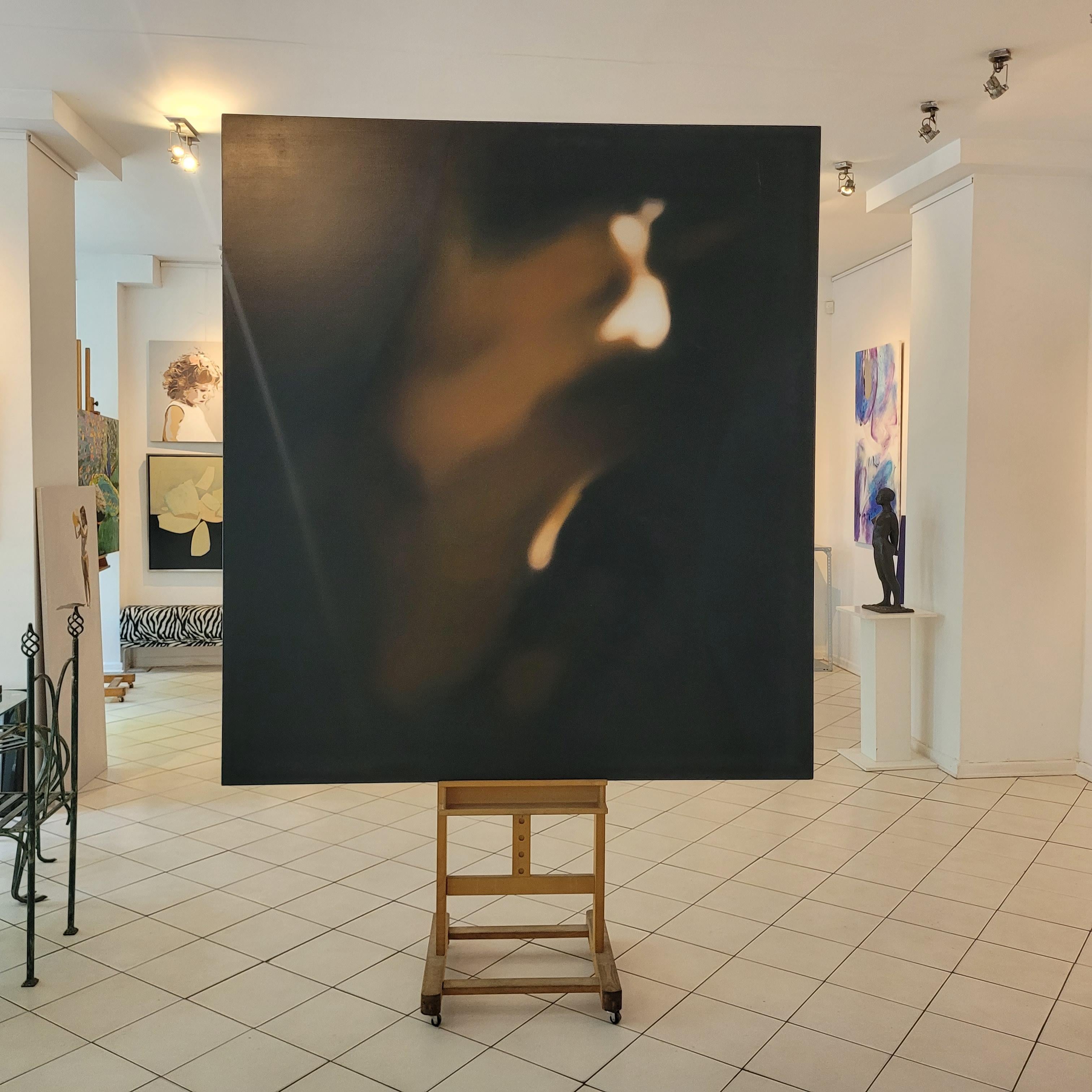 Sin título - Pintura contemporánea abstracta oscura al óleo, Arte joven, Artista polaco en venta 6