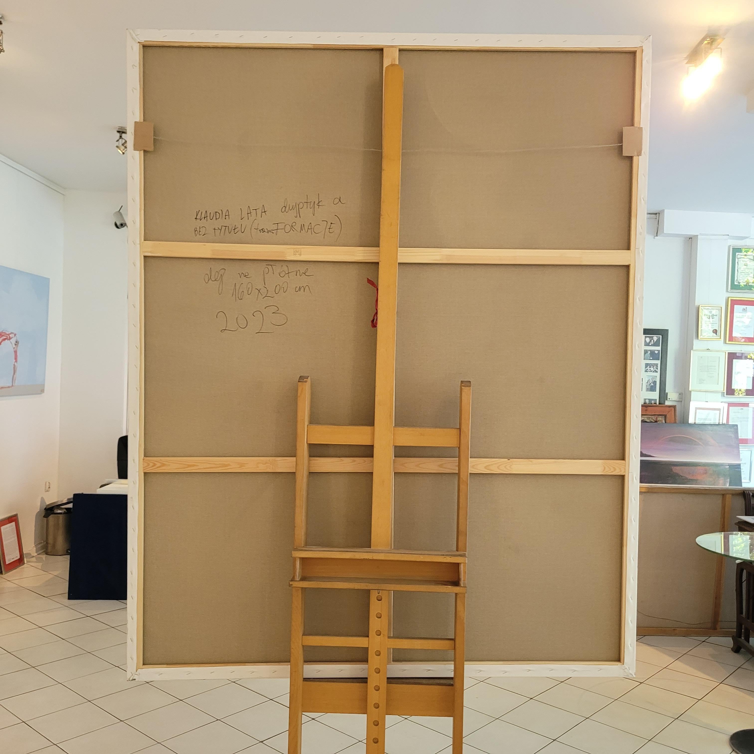 Quadro astratto a olio su grande scala dell'artista polacca Klaudia Lata. Il dipinto può essere abbinato come un dittico a un altro dipinto senza titolo del ciclo 