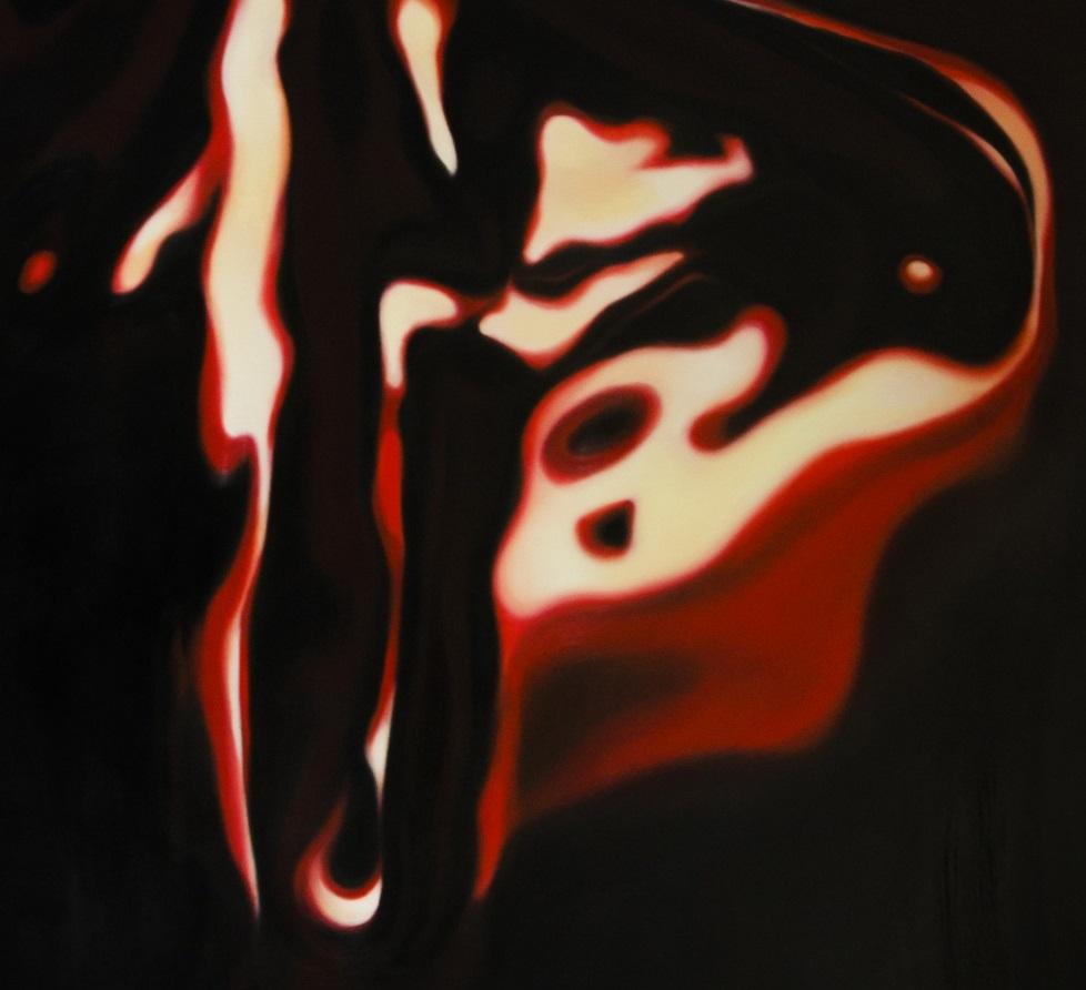 Senza titolo IX (Resublimazione) - Giovane artista, Pittura ad olio astratta contemporanea - Abstract Painting Nero di Klaudia Lata
