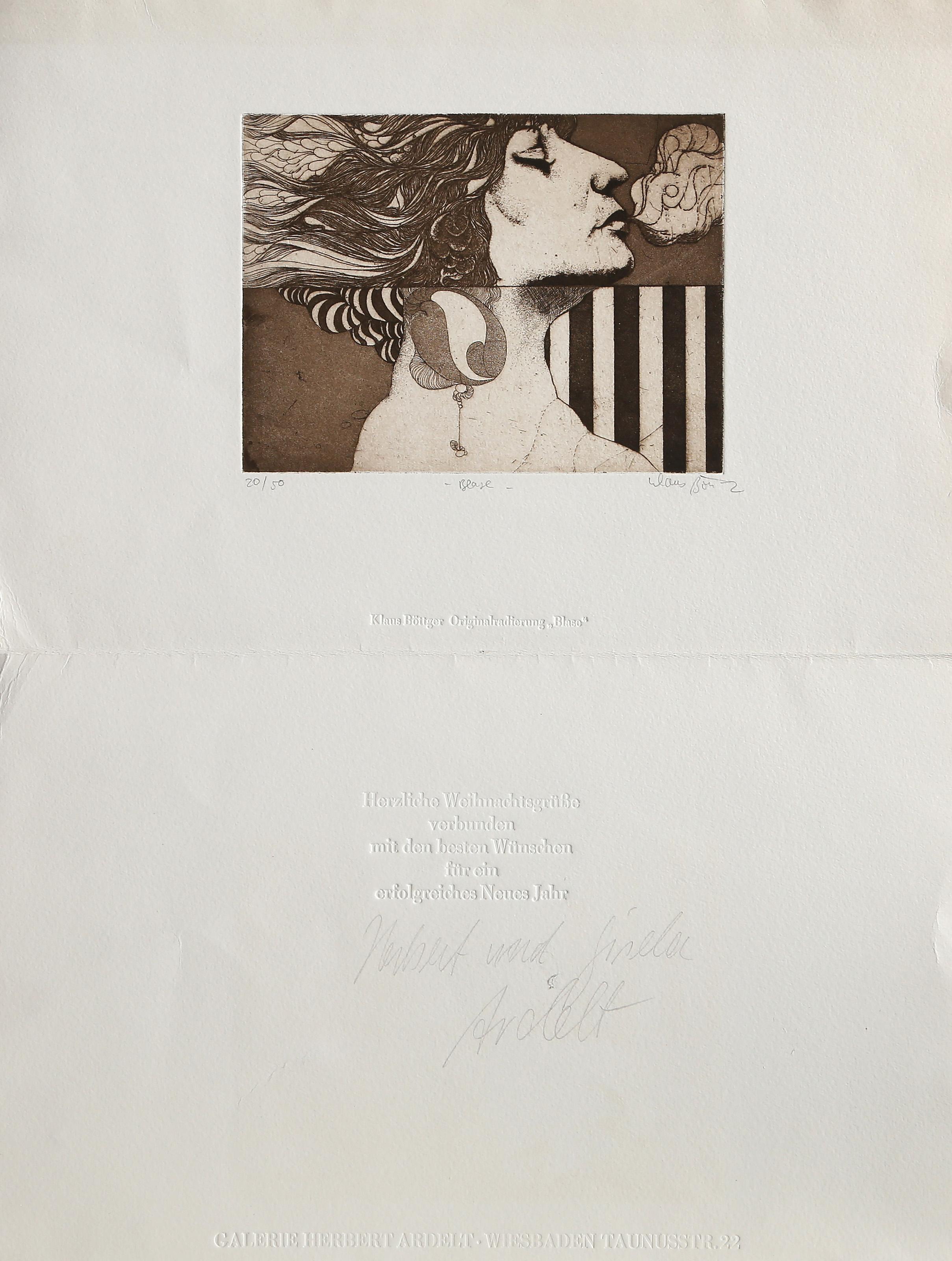 Blase, Surrealist Etching and Aquatint by Klaus Böttger For Sale 1