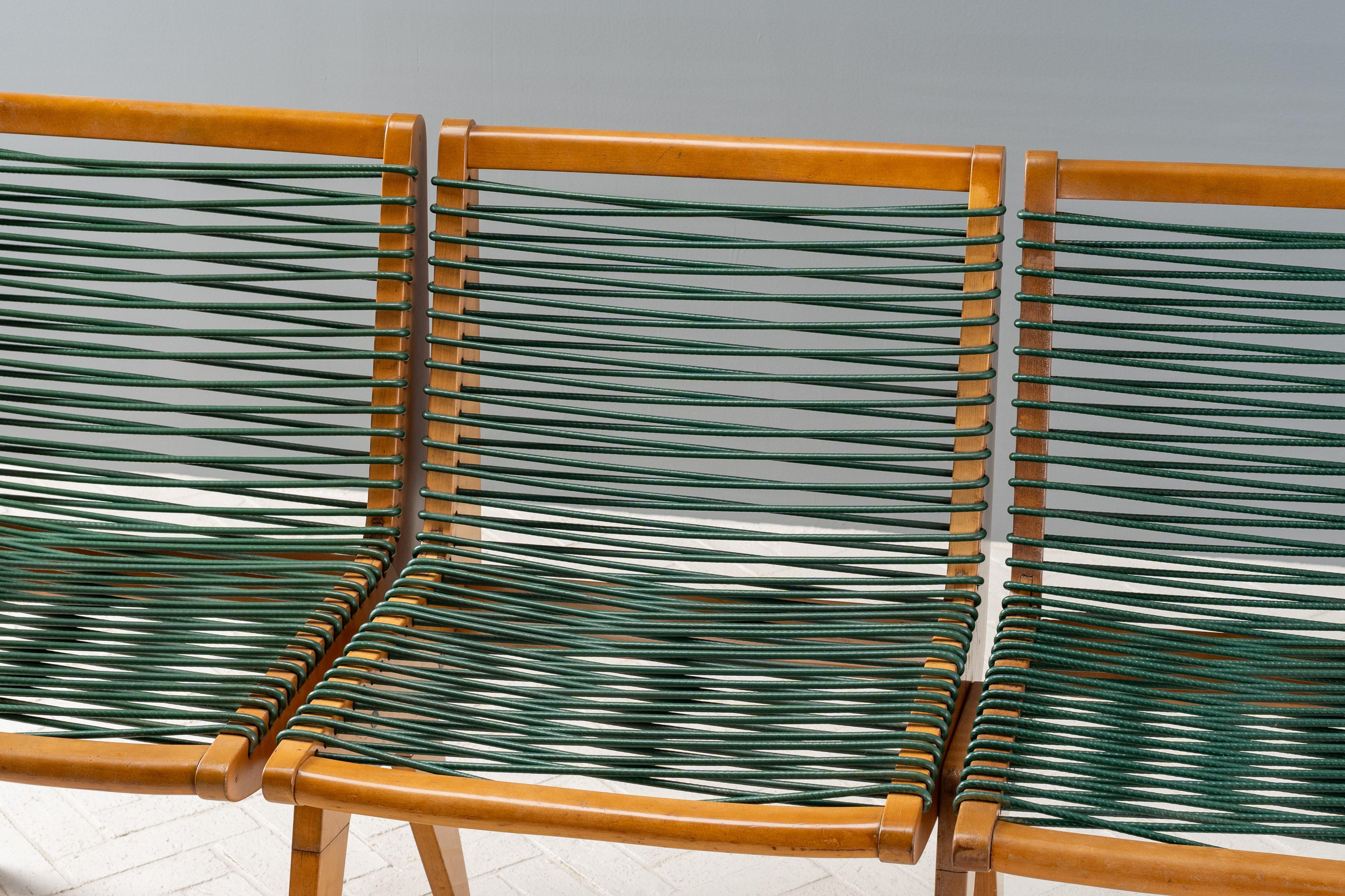 American Klaus Grabe 3-Seat Corded Bench For Sale