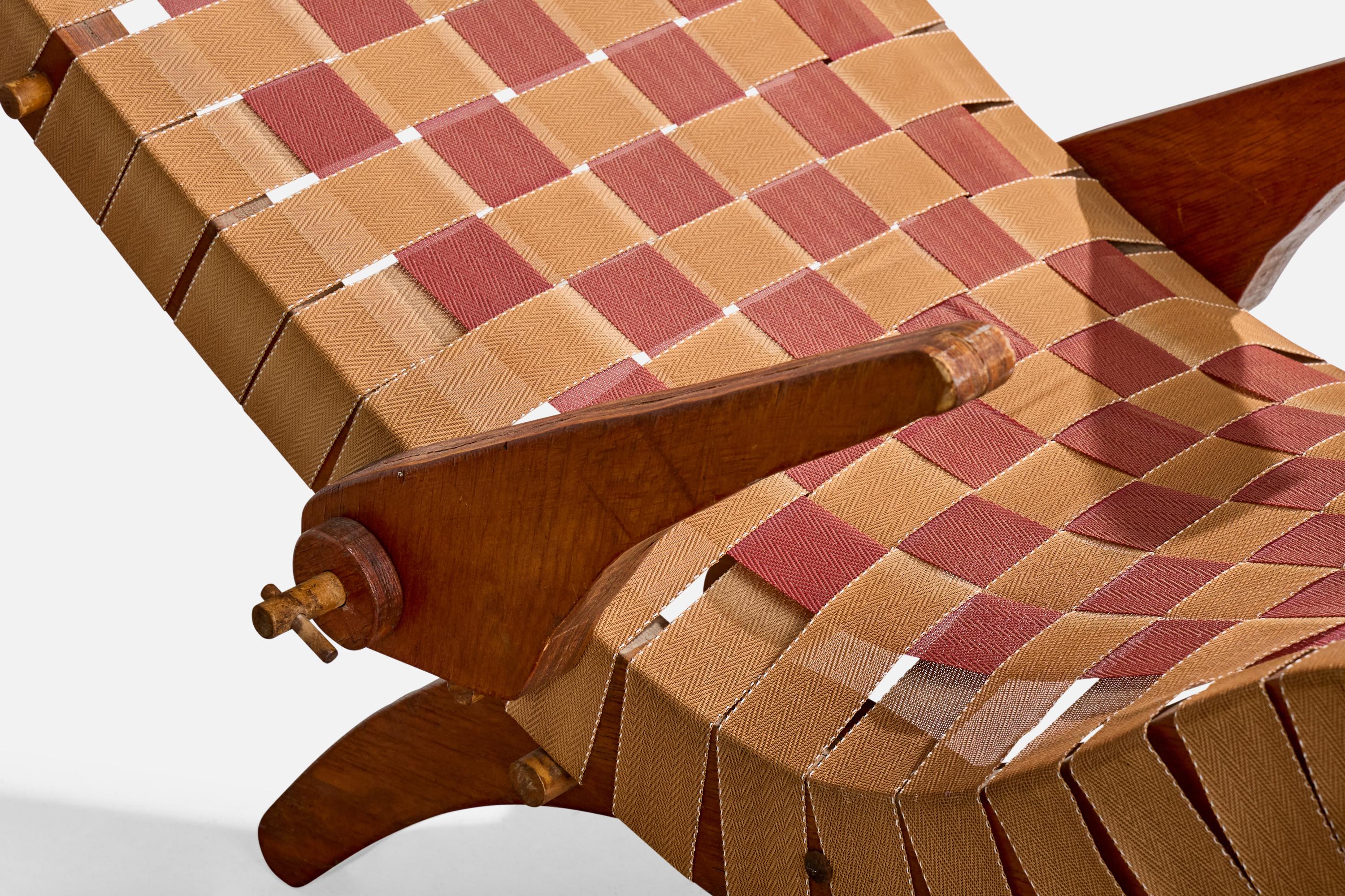 Attribuzione Klaus Grabe, Chaise Longue, Wood, Fabrice, USA, anni '50 in vendita 3