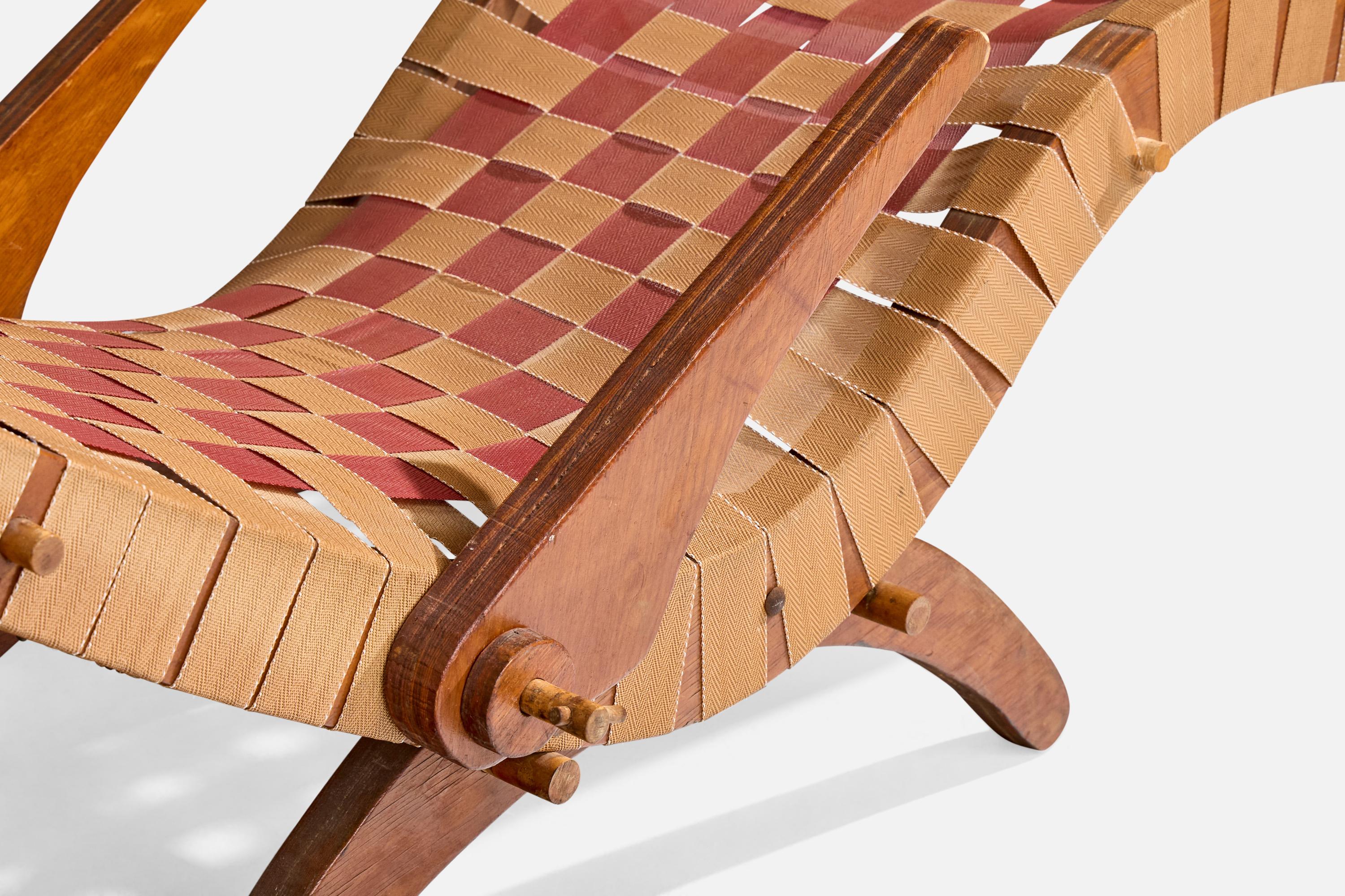Attribuzione Klaus Grabe, Chaise Longue, Wood, Fabrice, USA, anni '50 in vendita 4