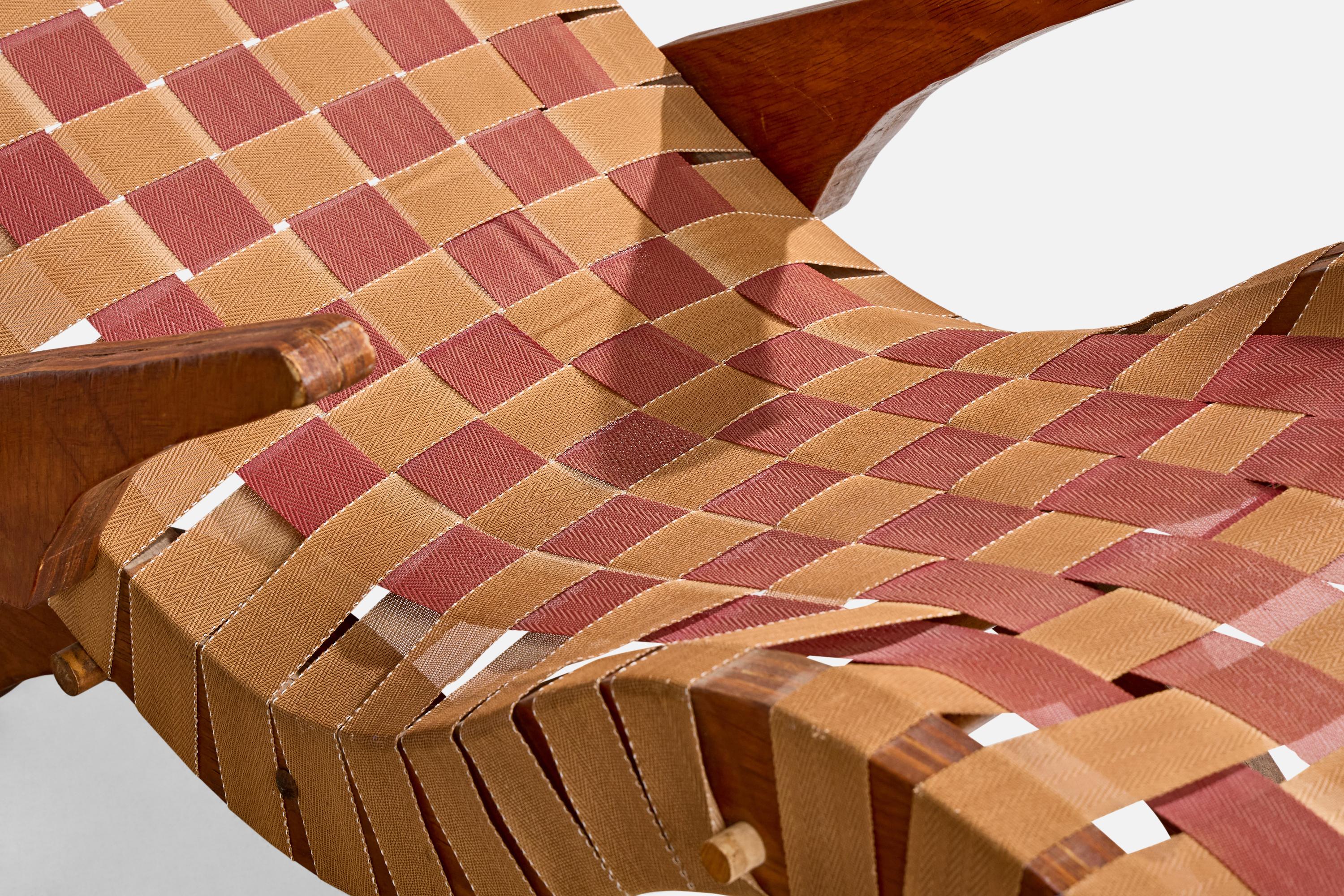 Attribuzione Klaus Grabe, Chaise Longue, Wood, Fabrice, USA, anni '50 in vendita 6