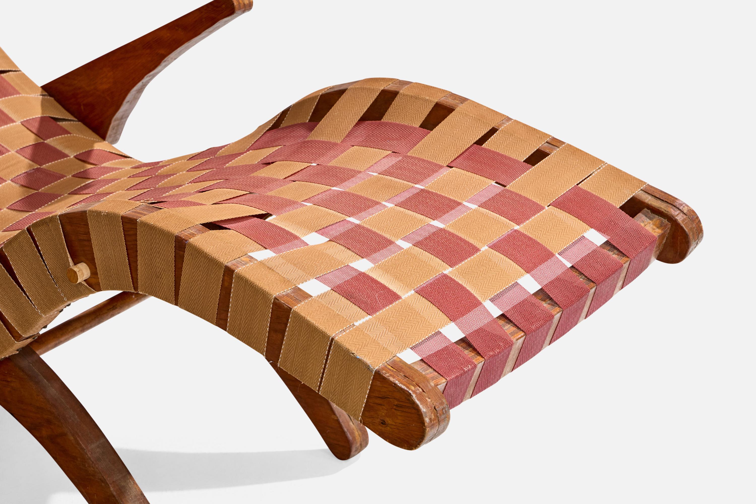 Attribuzione Klaus Grabe, Chaise Longue, Wood, Fabrice, USA, anni '50 in vendita 8