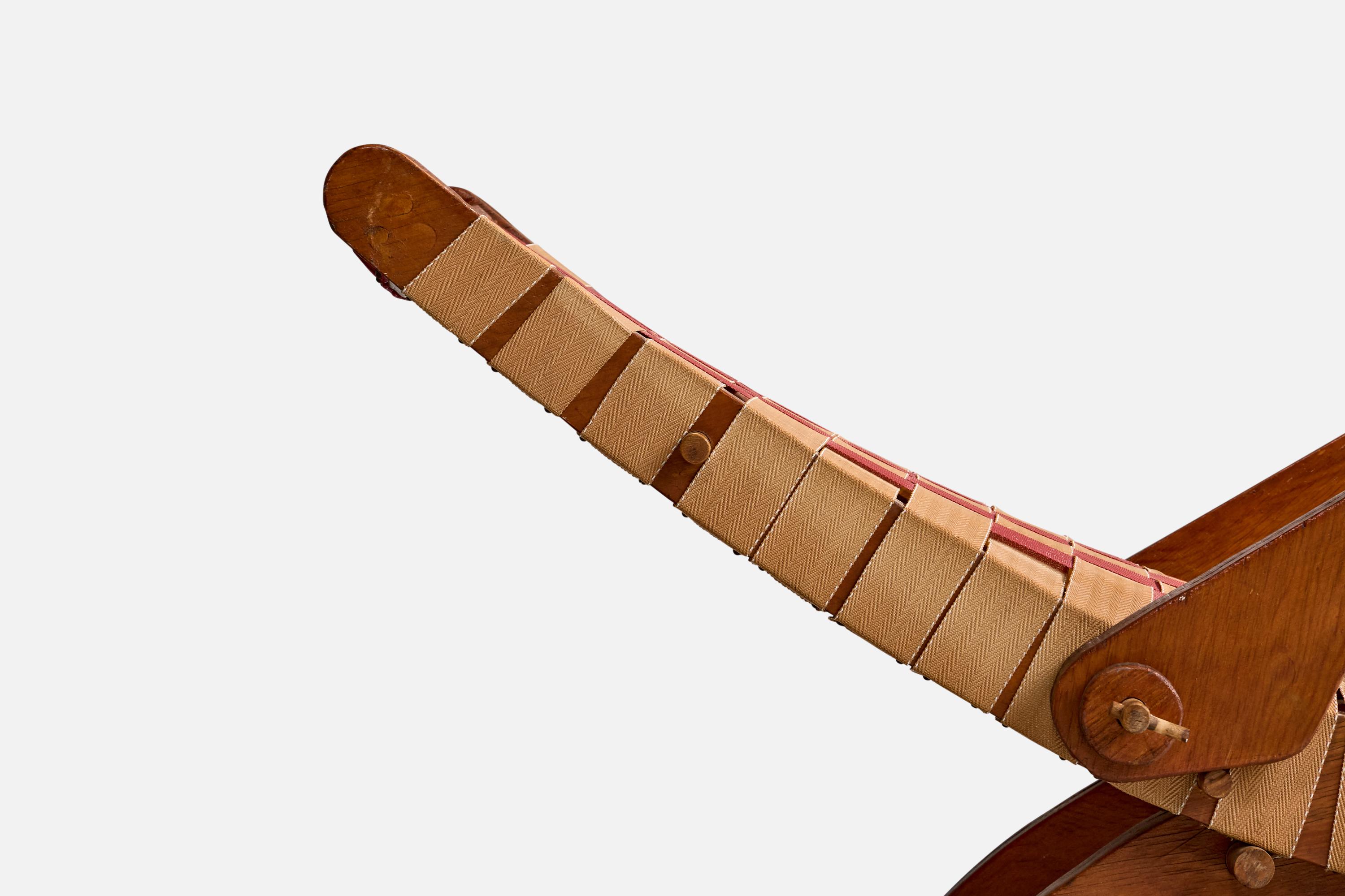 Tessuto Attribuzione Klaus Grabe, Chaise Longue, Wood, Fabrice, USA, anni '50 in vendita