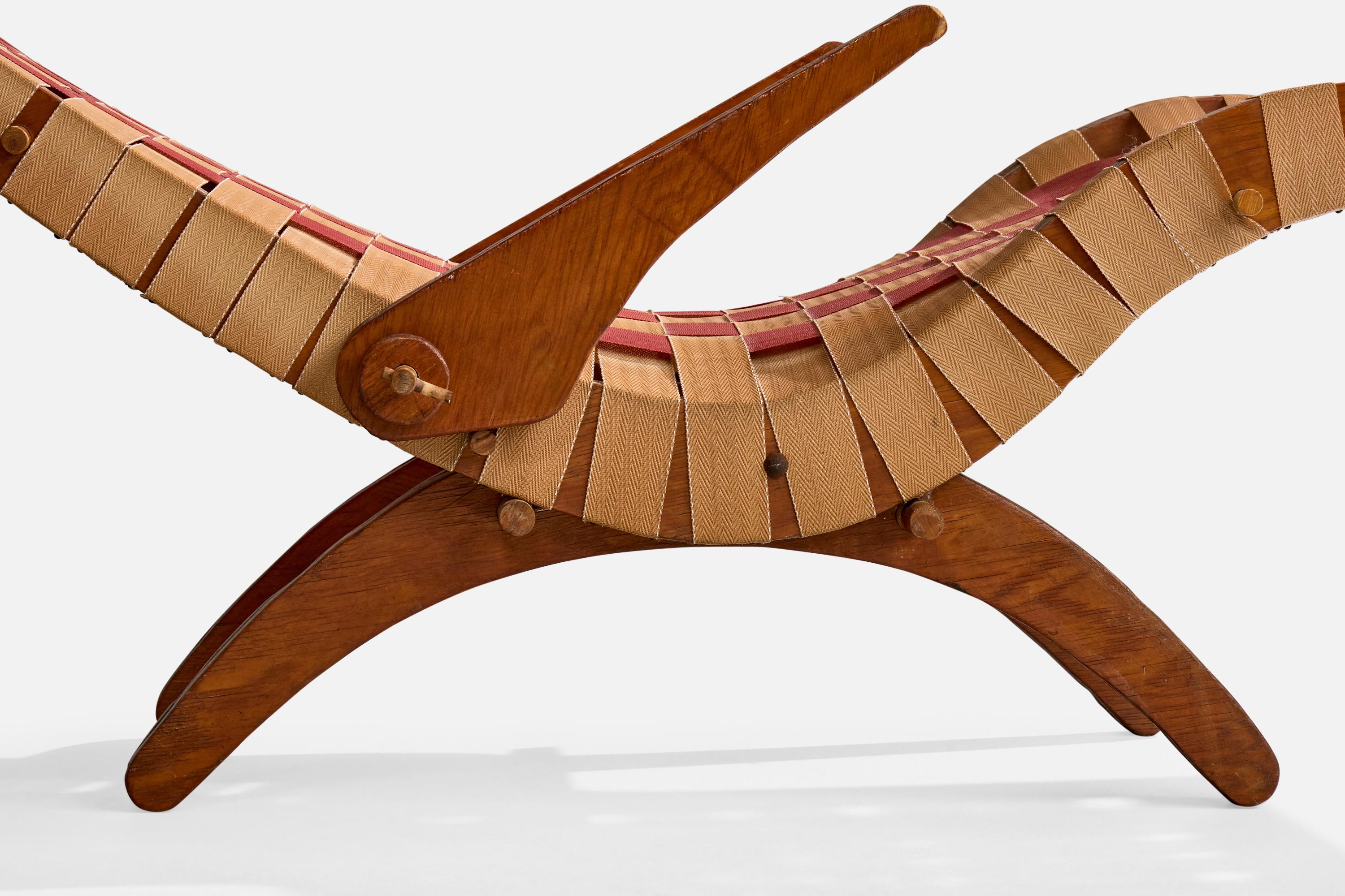 Attribuzione Klaus Grabe, Chaise Longue, Wood, Fabrice, USA, anni '50 in vendita 2