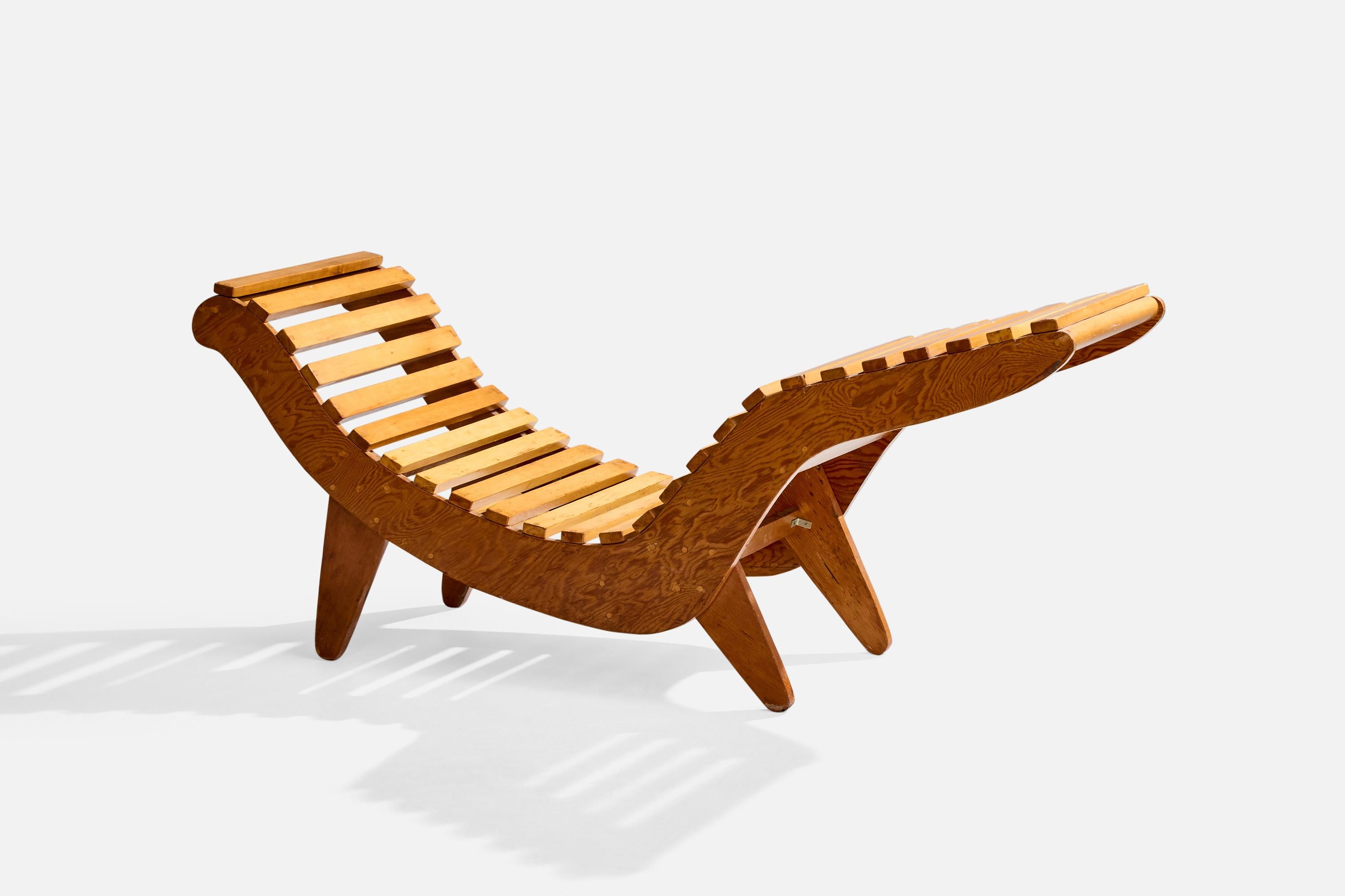 Mid-Century moderno Klaus Grabe, Chaise Longue, Wood, USA, anni '50 in vendita
