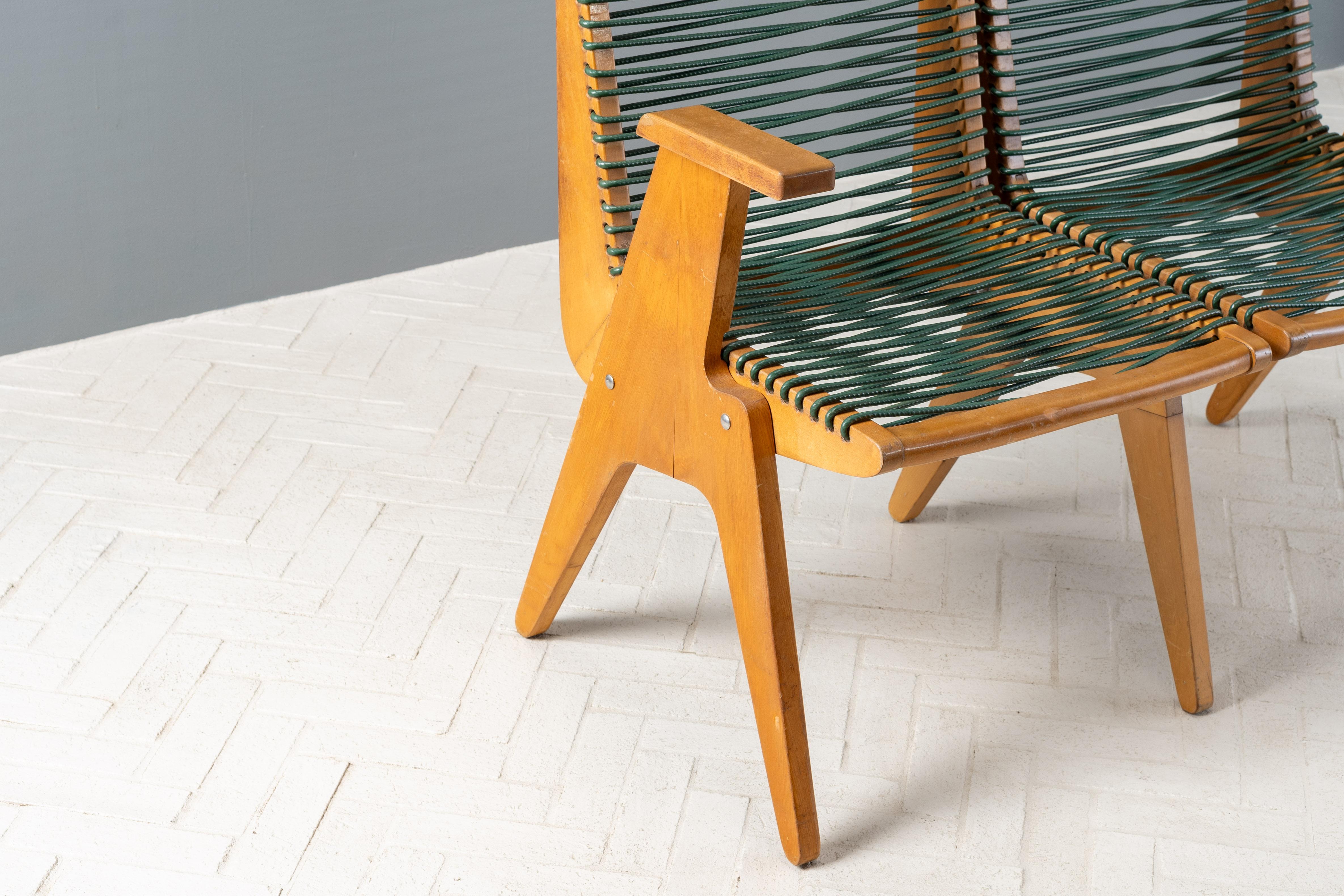 Klaus Grabe Corded 2-Seat Bench In Good Condition For Sale In Cambridge, US