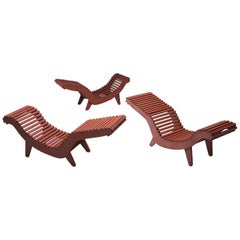 Klaus Grabe Sculptural Deep Red Chaise Lounges