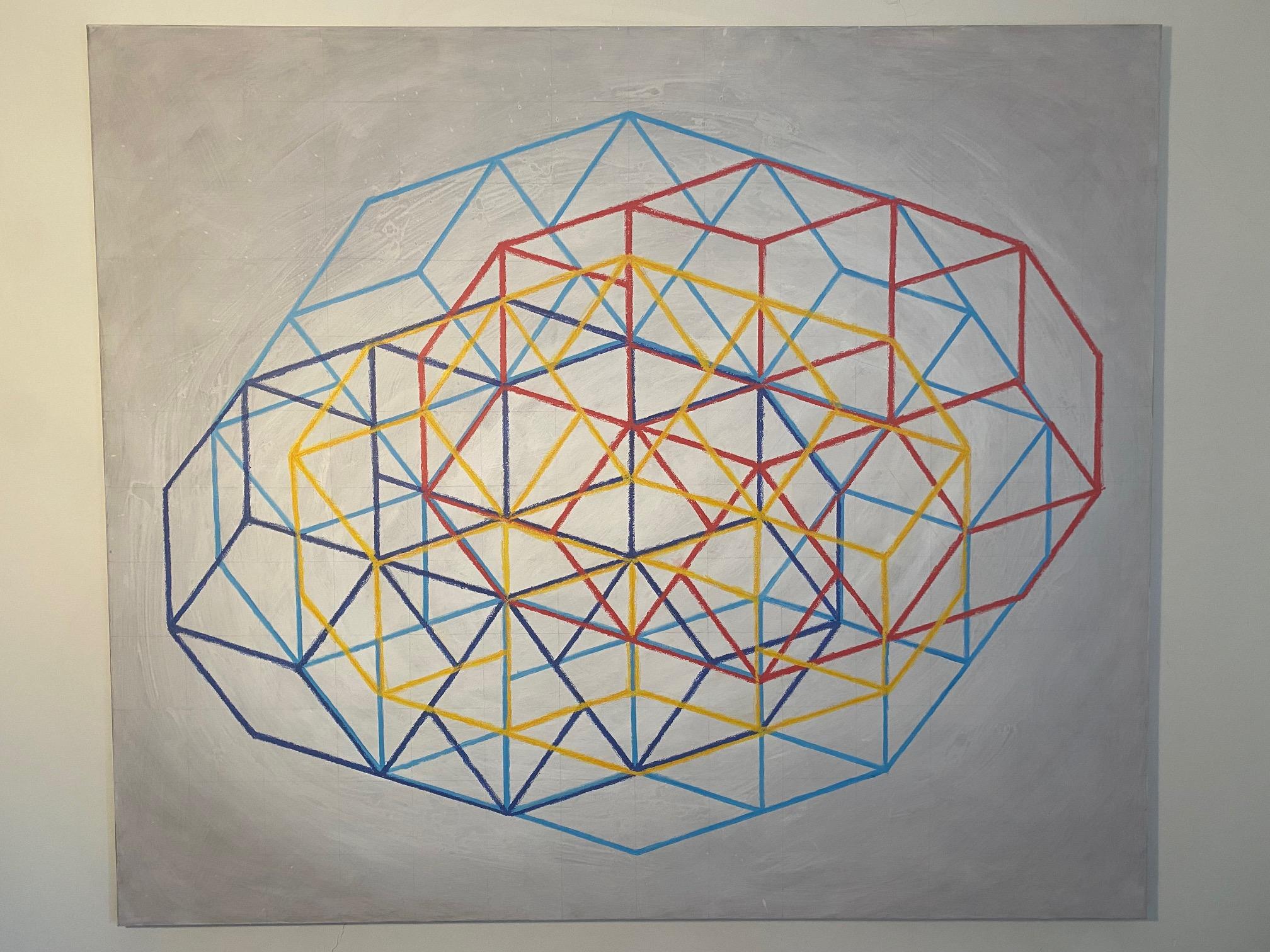 Light as Light  - contemporary geometric artwork depicting the golden triangle  - Painting by Klaus Heuermann