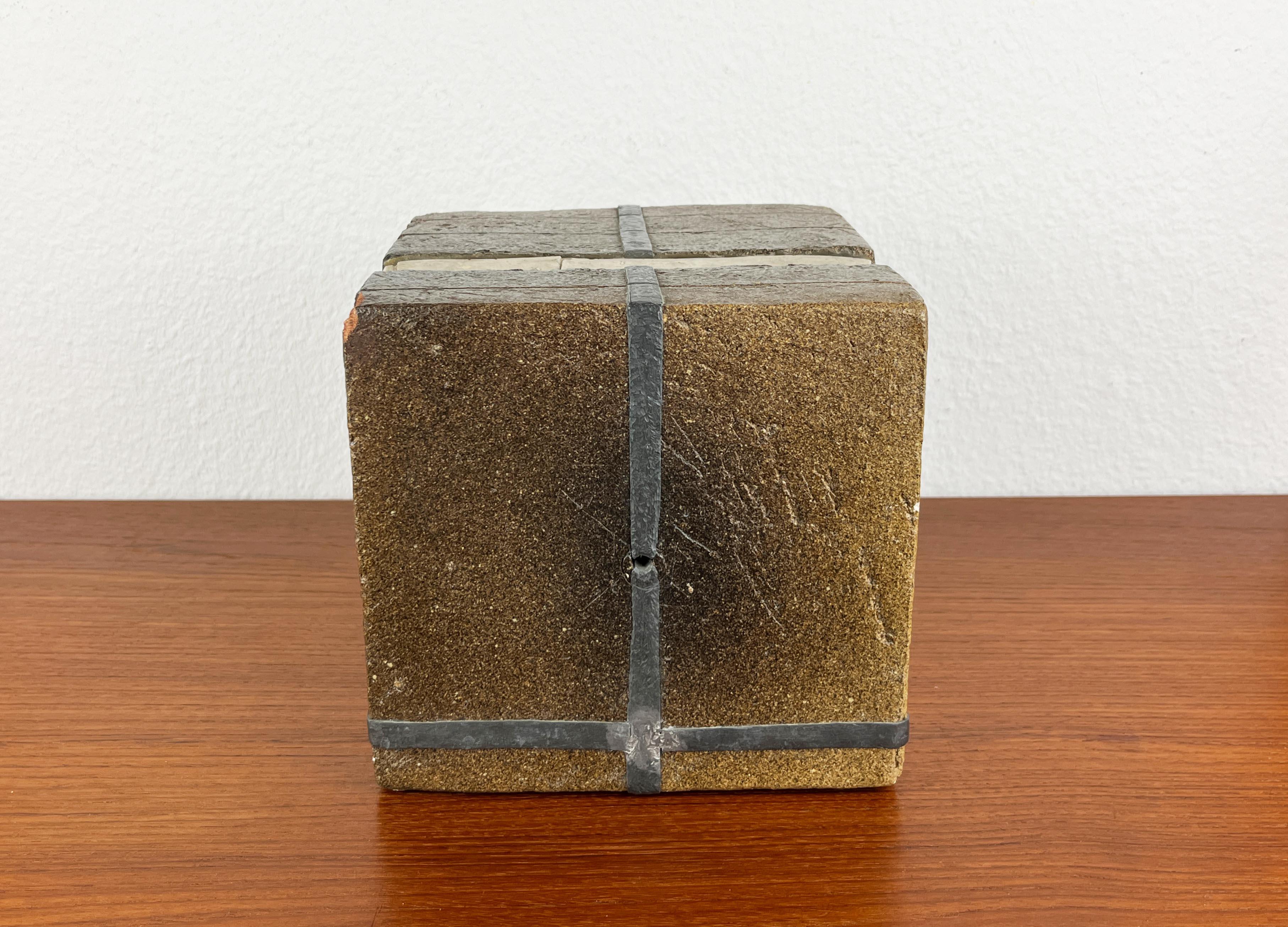 Klaus Lehmann, Brutalist German Studio Pottery Cube Art Sculpture No. 255 78 For Sale 3