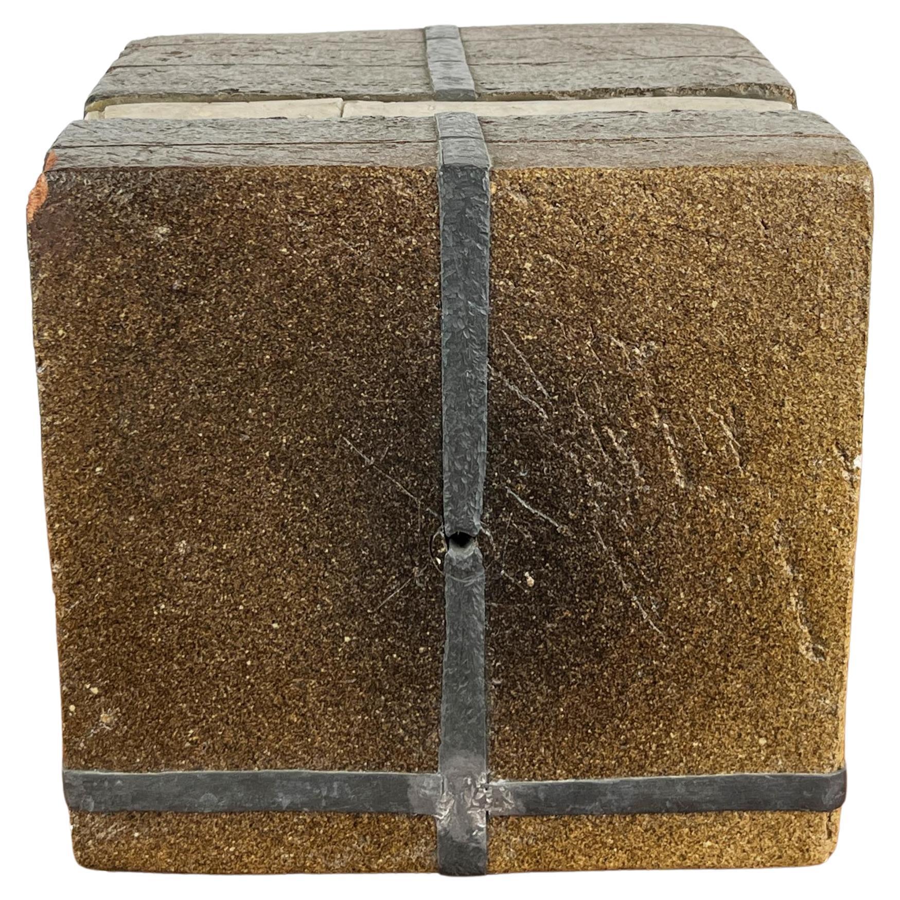 Klaus Lehmann, Brutalista alemán Studio Pottery Escultura artística cúbica nº 255 78