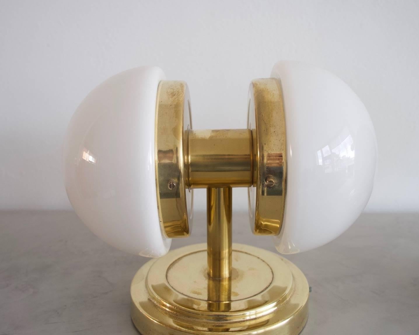 Brass and opaline glass wall lamp, model 
