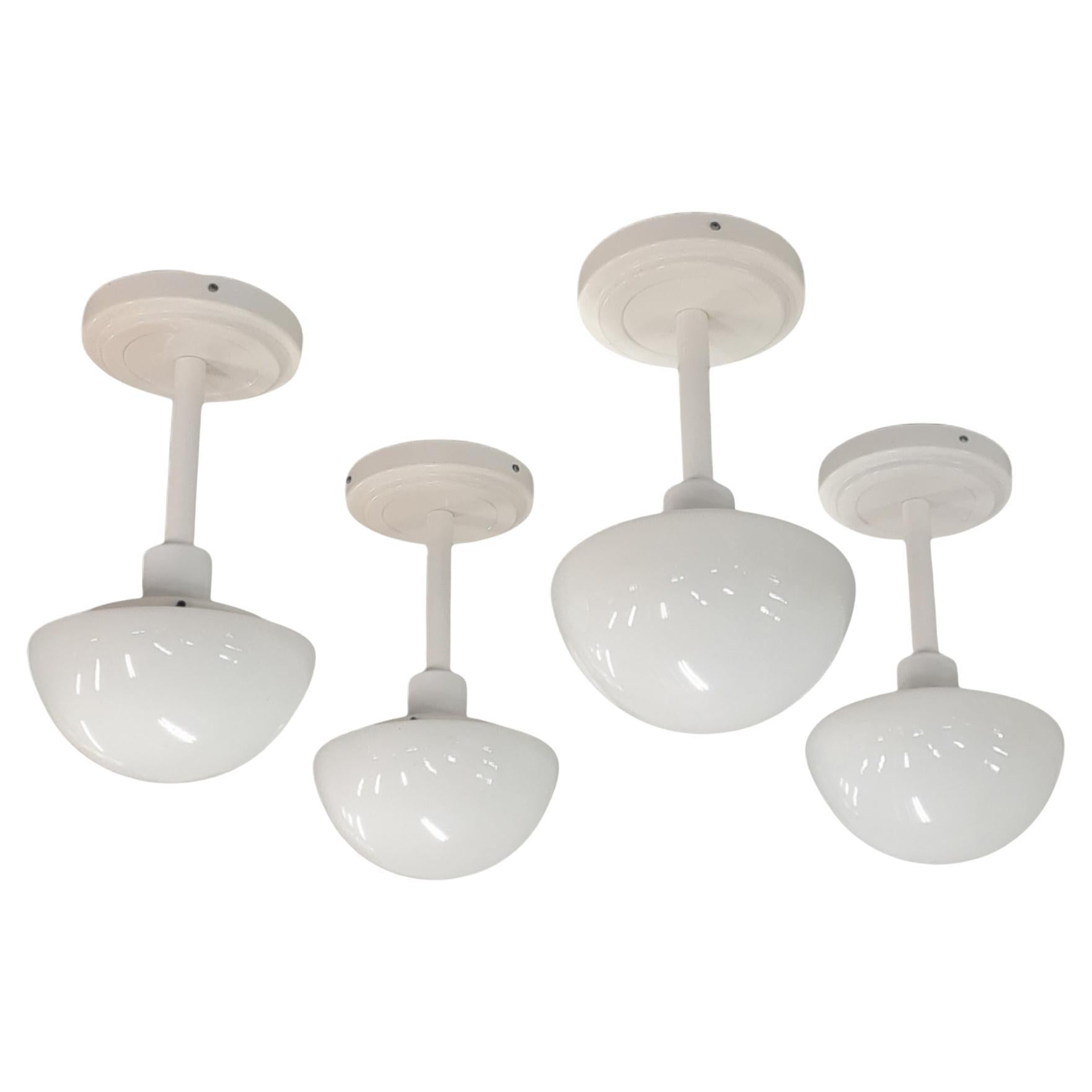 Klaus Michalik Set of Four Bau Ceiling Lights 5574 in Full White, Orno 1980s