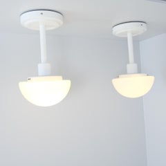 Klaus Michalik Set of Two Bau Ceiling Lights 5574 in Full White, Orno 1980s