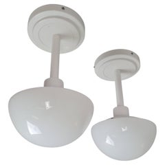 Klaus Michalik Set di due plafoniere Bau 5574 in bianco pieno, Orno anni '80