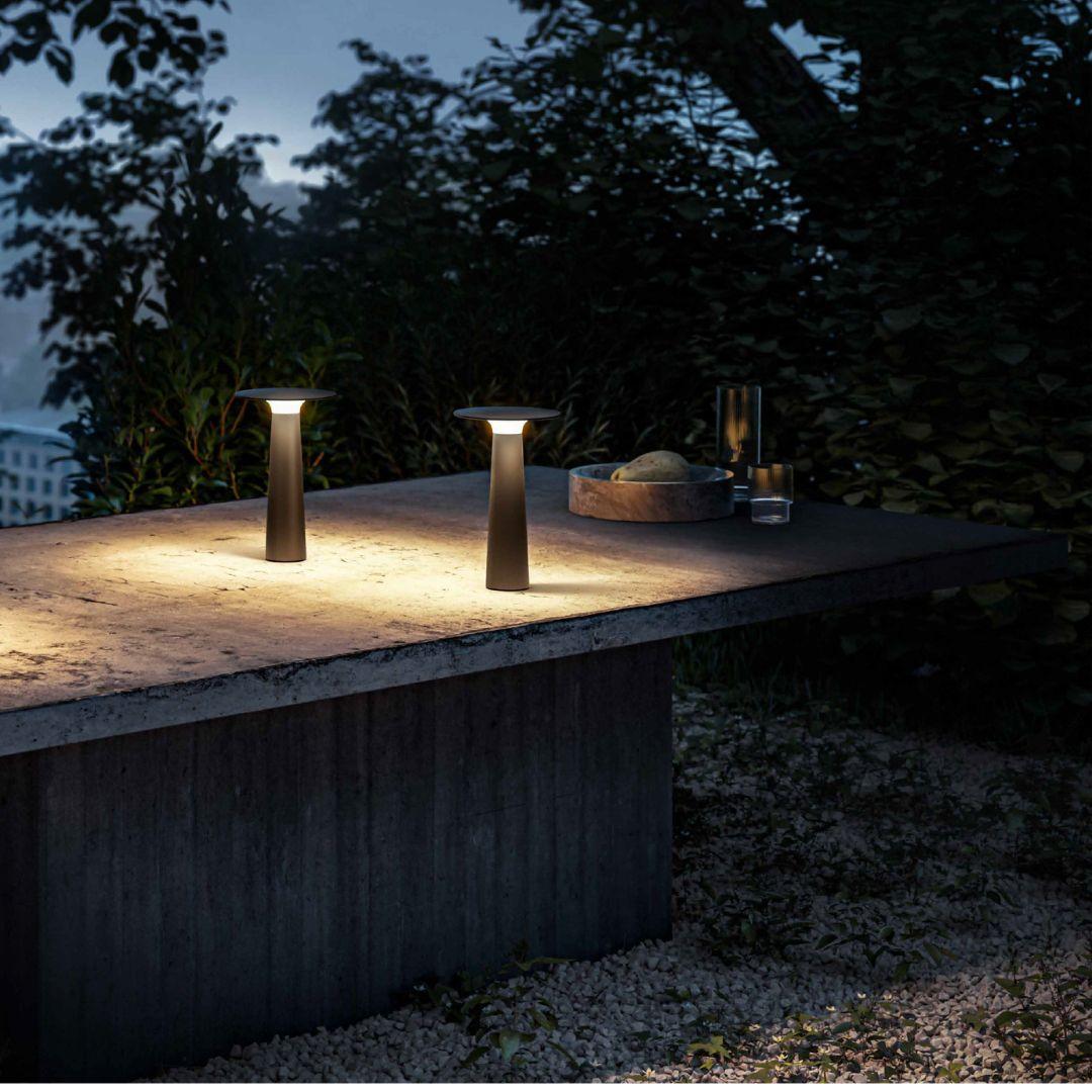 Klaus Nolting 'Lix' portable outdoor aluminum table lamp in bronze for IP44de

Founded in 1933 in East Westphalia, Germany, IP44.DE has quickly become one of the most innovative outdoor lighting companies in Europe, producing innovative pieces