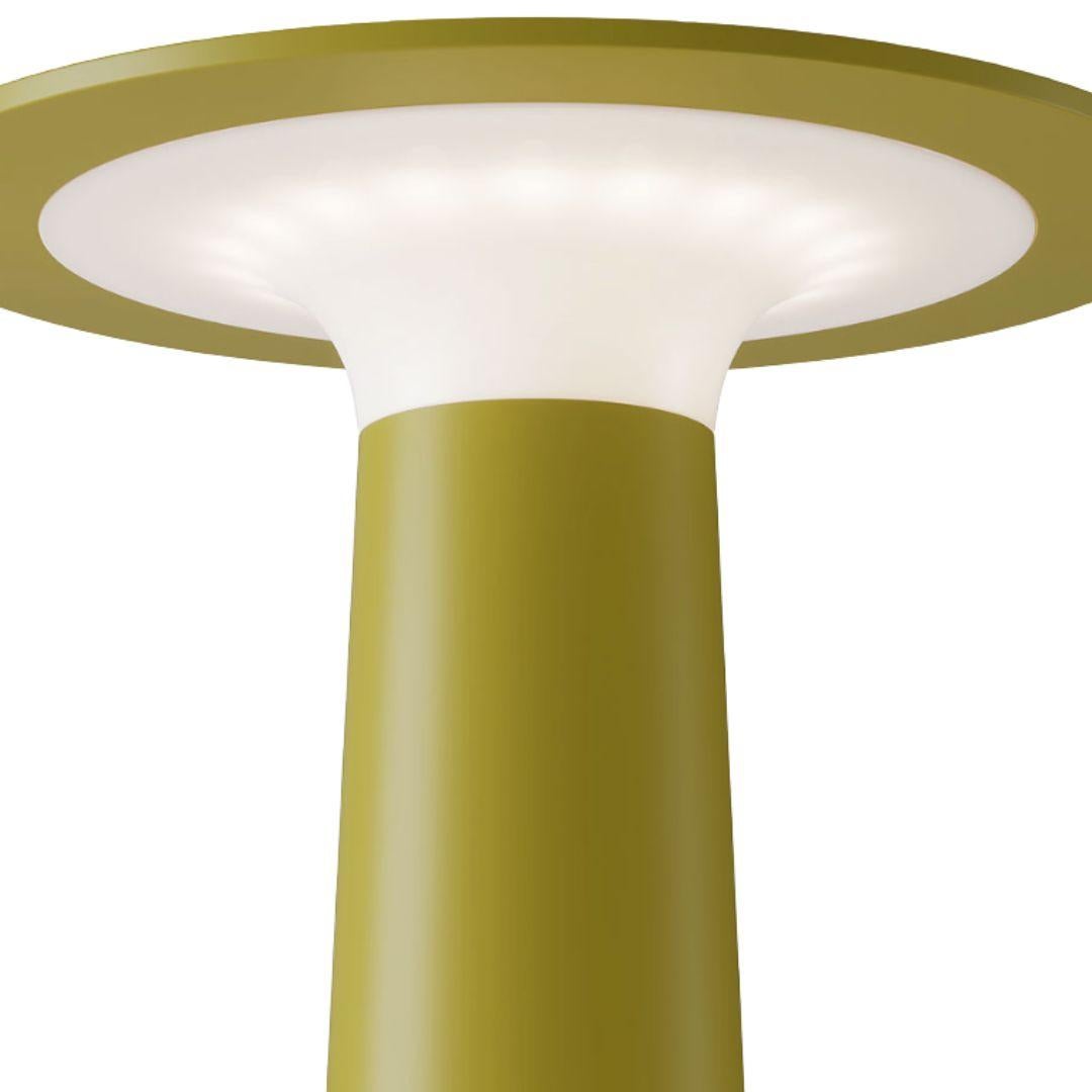 Lacquered Klaus Nolting 'Lix' Portable Outdoor Aluminum Table Lamp in Yellow for IP44de For Sale