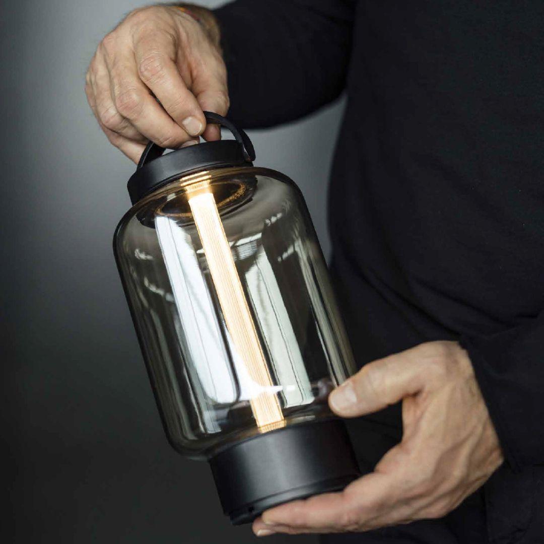 Klaus Nolting 'Qu' Portable Outdoor Aluminum Table Lamp in Black for Ip44de For Sale 1