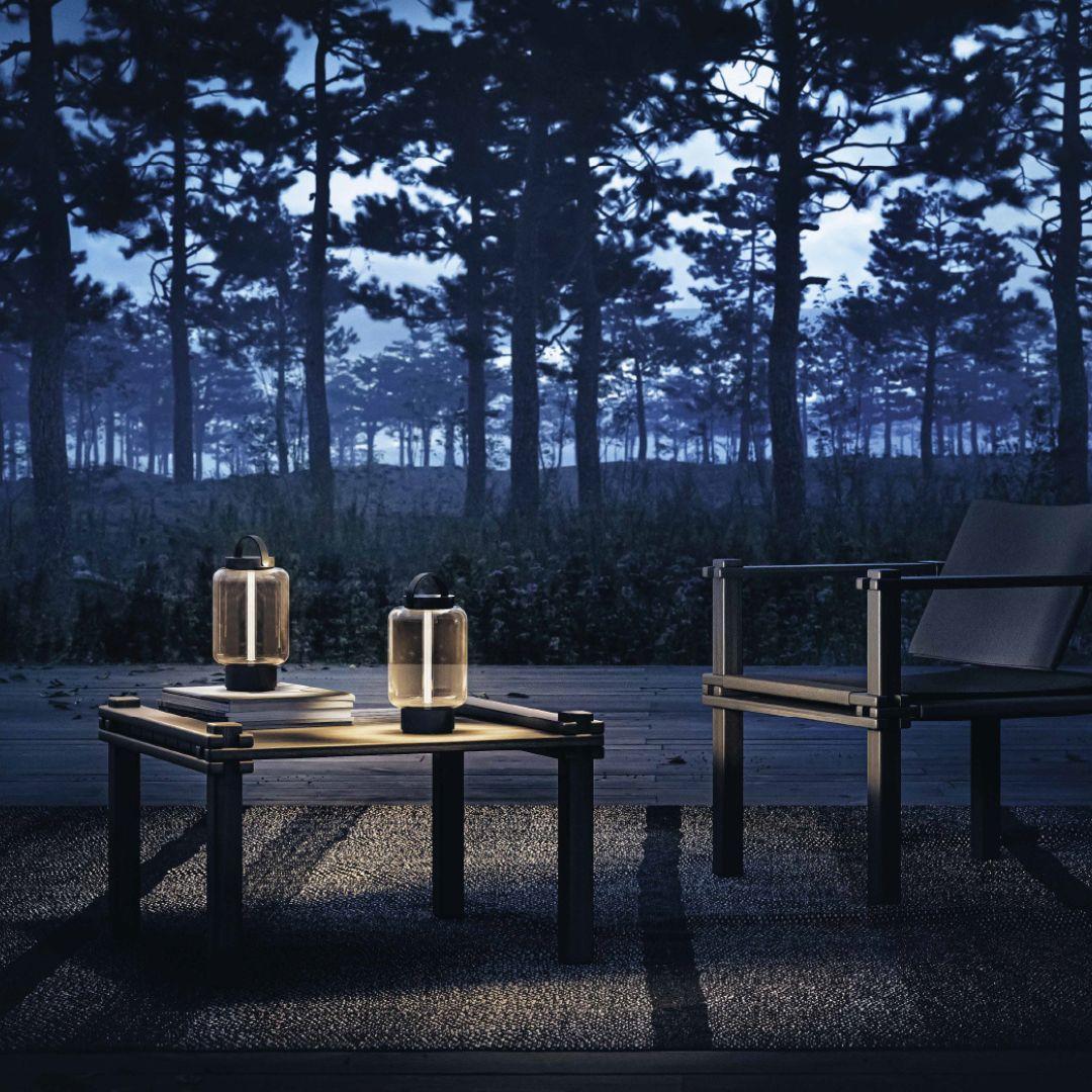 Contemporary Klaus Nolting 'Qu' Portable Outdoor Aluminum Table Lamp in Bronze for Ip44de For Sale