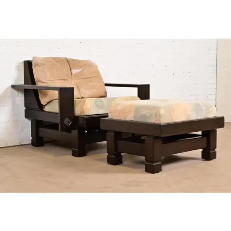 Mid-Century Modern Chaise longue et ottoman géométriques brutalistes du milieu du siècle de Klaus Rausch, années 1960 en vente