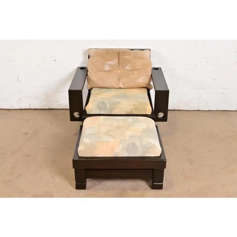 Allemand Chaise longue et ottoman géométriques brutalistes du milieu du siècle de Klaus Rausch, années 1960 en vente