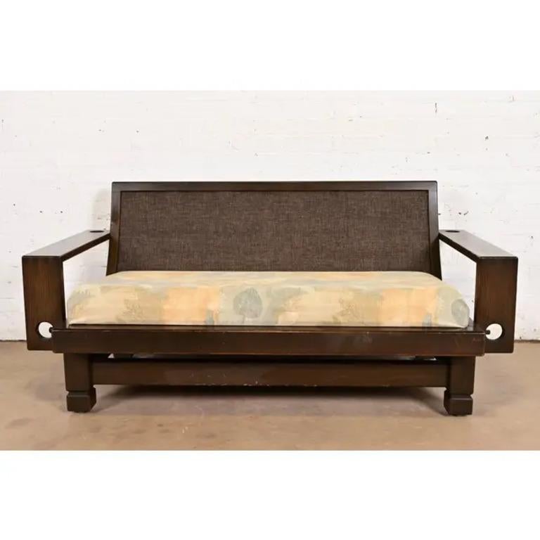 Leather Klaus Rausch Mid-Century Brutalist Geometric Loveseat, 1960s For Sale