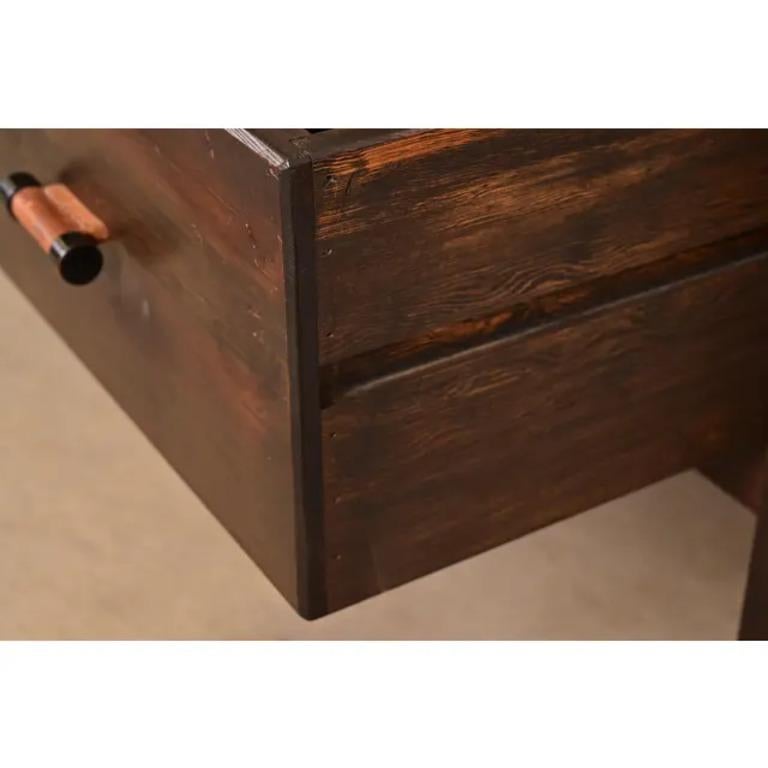 Mesa Consola Monumental Geométrica Brutalista de Mitad de Siglo Klaus Rausch, Años 60 Cuero en venta