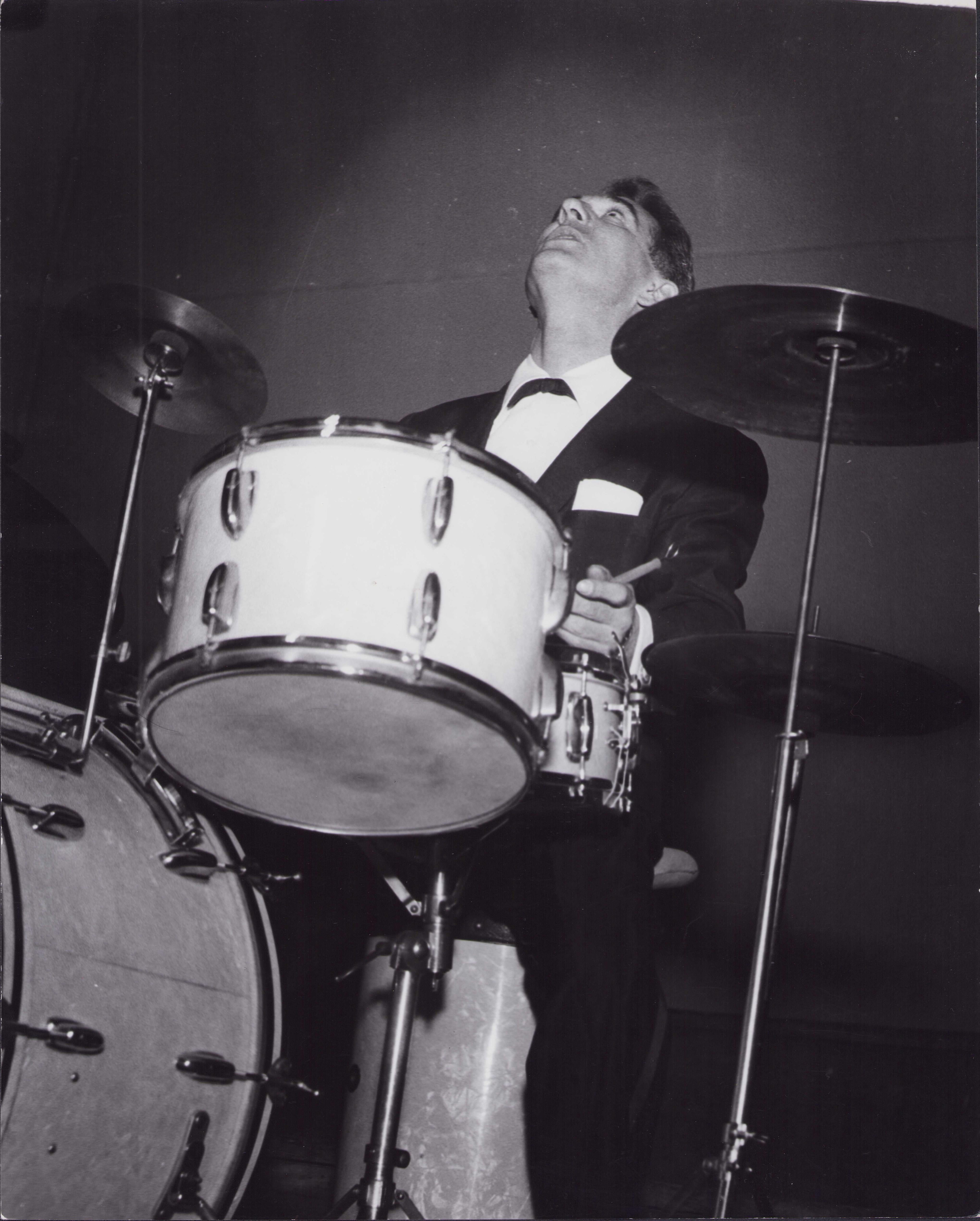  Klaus Redenbacher Black and White Photograph - Gene Krupa in Concert – Munich, 1956 - Original Vintage Photograph