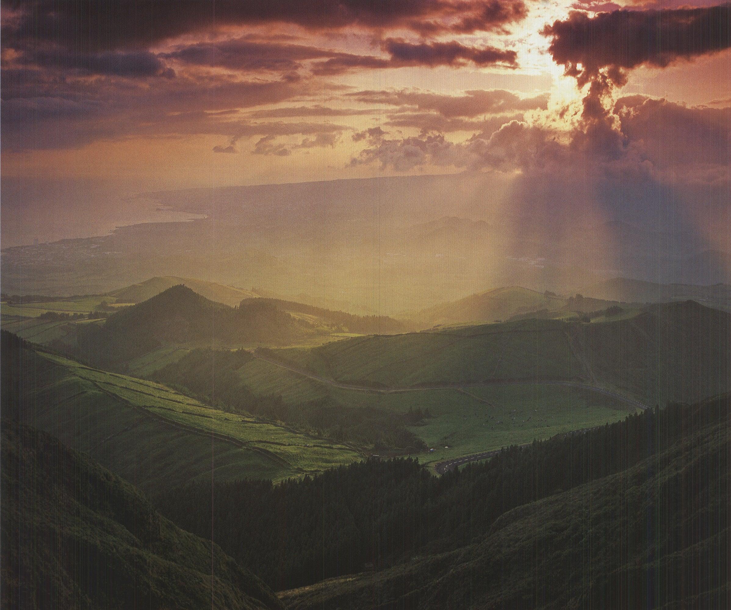 Sunset of Sao Miguel, the Azores' Largest Island - Black Landscape Photograph by Klaus Tiedge