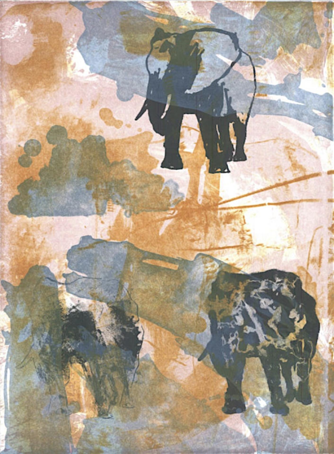 Klaus Zwick - "Lithography honours the Elephants" - colour lithograph