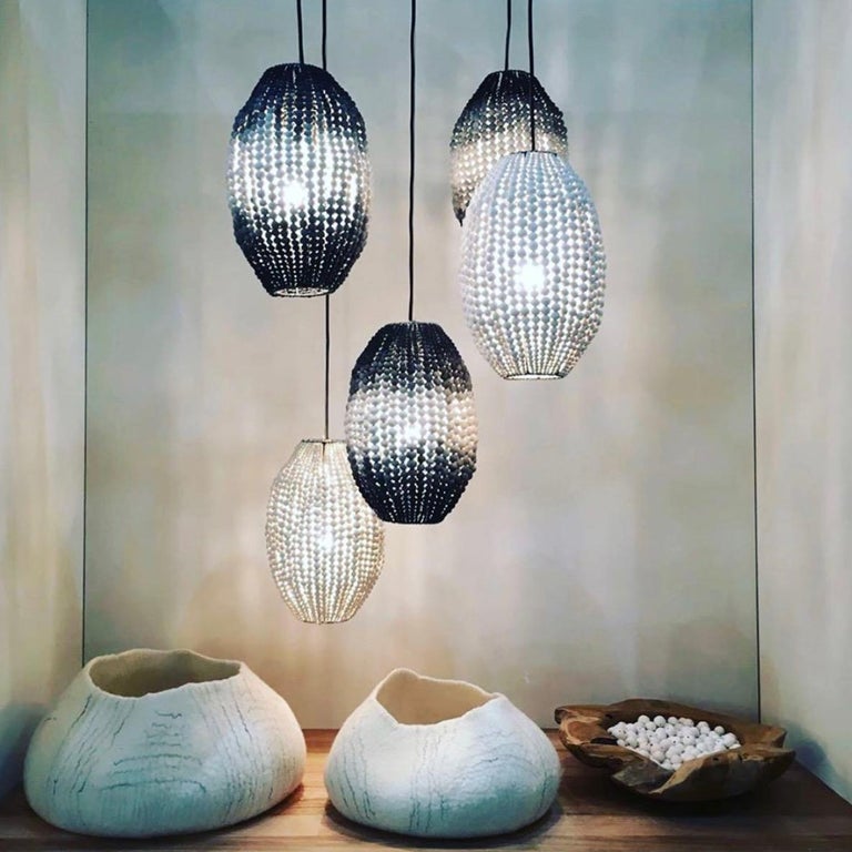 Klaylife Barrel, Blush Pink Ombre Handmade Clay Beaded Pendant Light