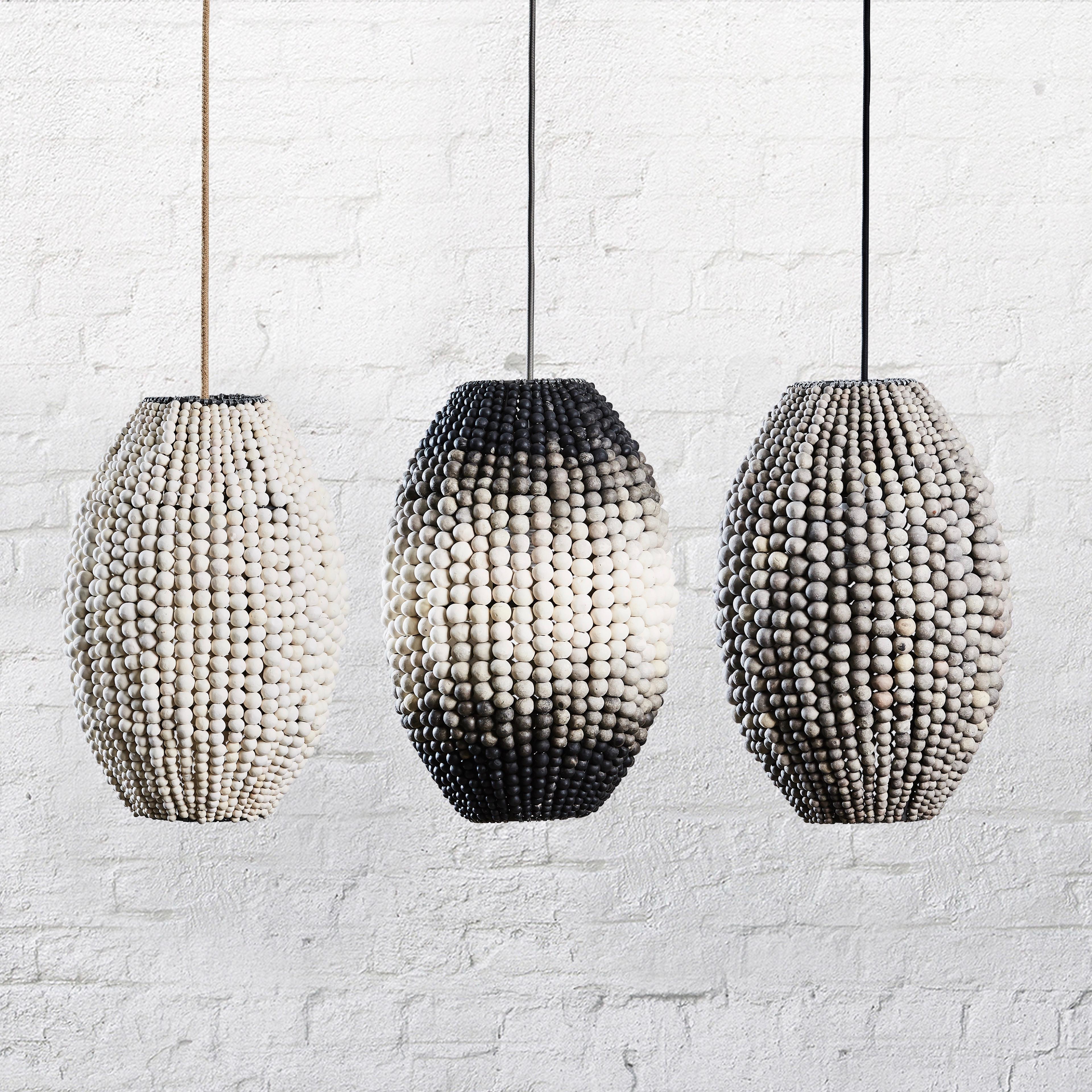 Statement clay beaded lighting, that can be suspended as a single, or in a cluster for maximum impact.

The klaylife Barrel Pendant has been specially created for those who don’t have an enormous space but still want pendant lighting that packs a
