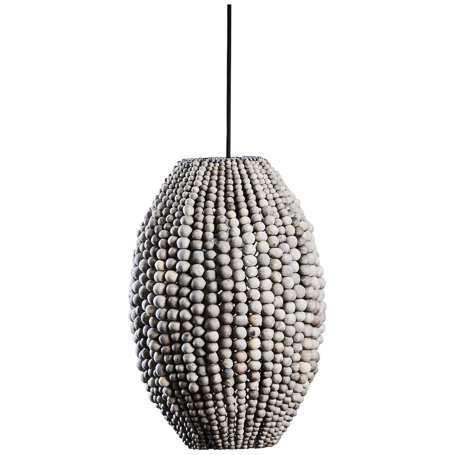 Klaylife Barrel, Grey Handmade Clay Beaded Pendant Light