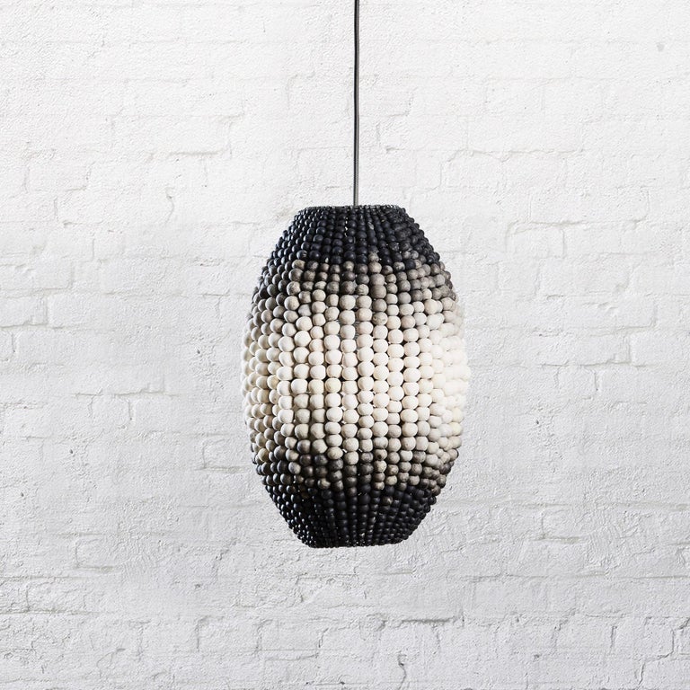 Klaylife Barrel, Small, White Handmade Clay Beaded Pendant Light For