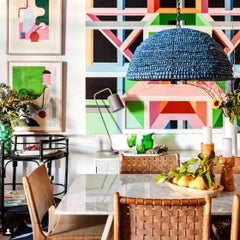 Klaylife, Dome, Denim, Medium Handmade Clay Beaded Pendant