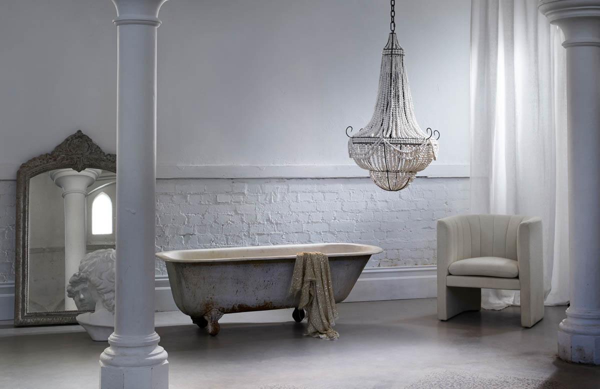 white beaded chandelier