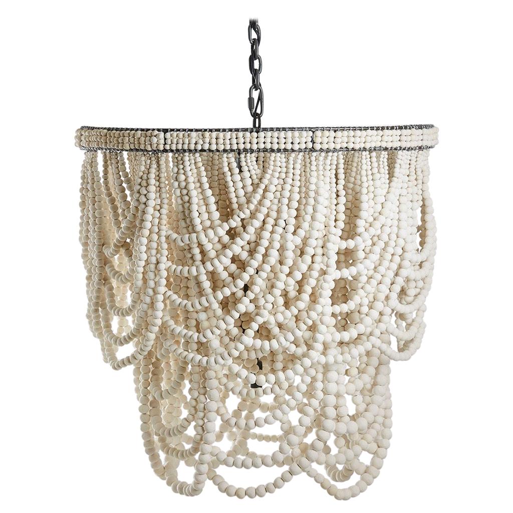 Klaylife Romantic Swag, XL, White Handmade Clay Beaded Chandelier, 21st Century