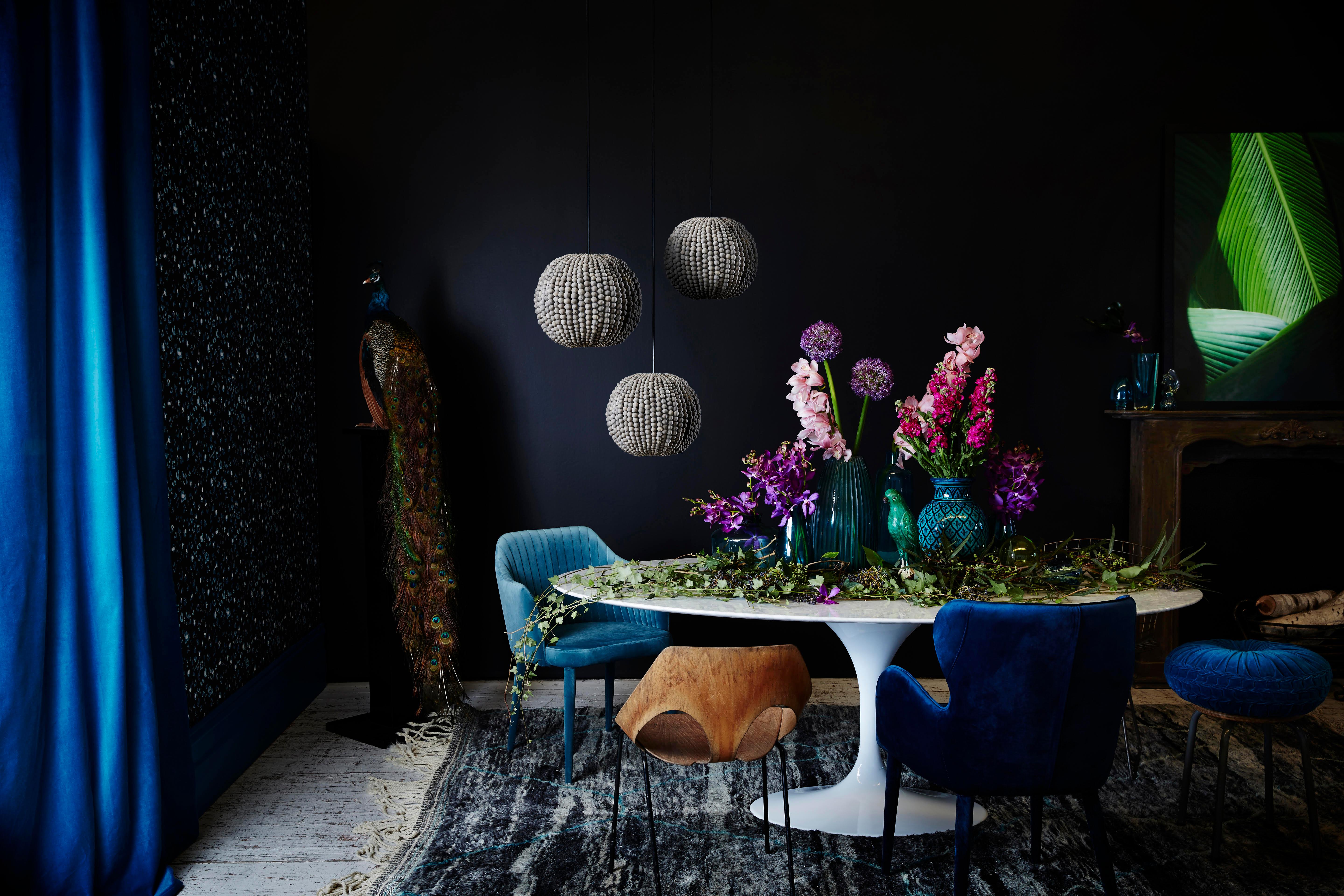 Statement clay beaded lighting, that can be suspended as a single, or in a cluster for maximum impact. Lovers of all things round will rejoice in each clay bead hand threaded onto its sphere shaped frame, creating an eye catching pendant with zero