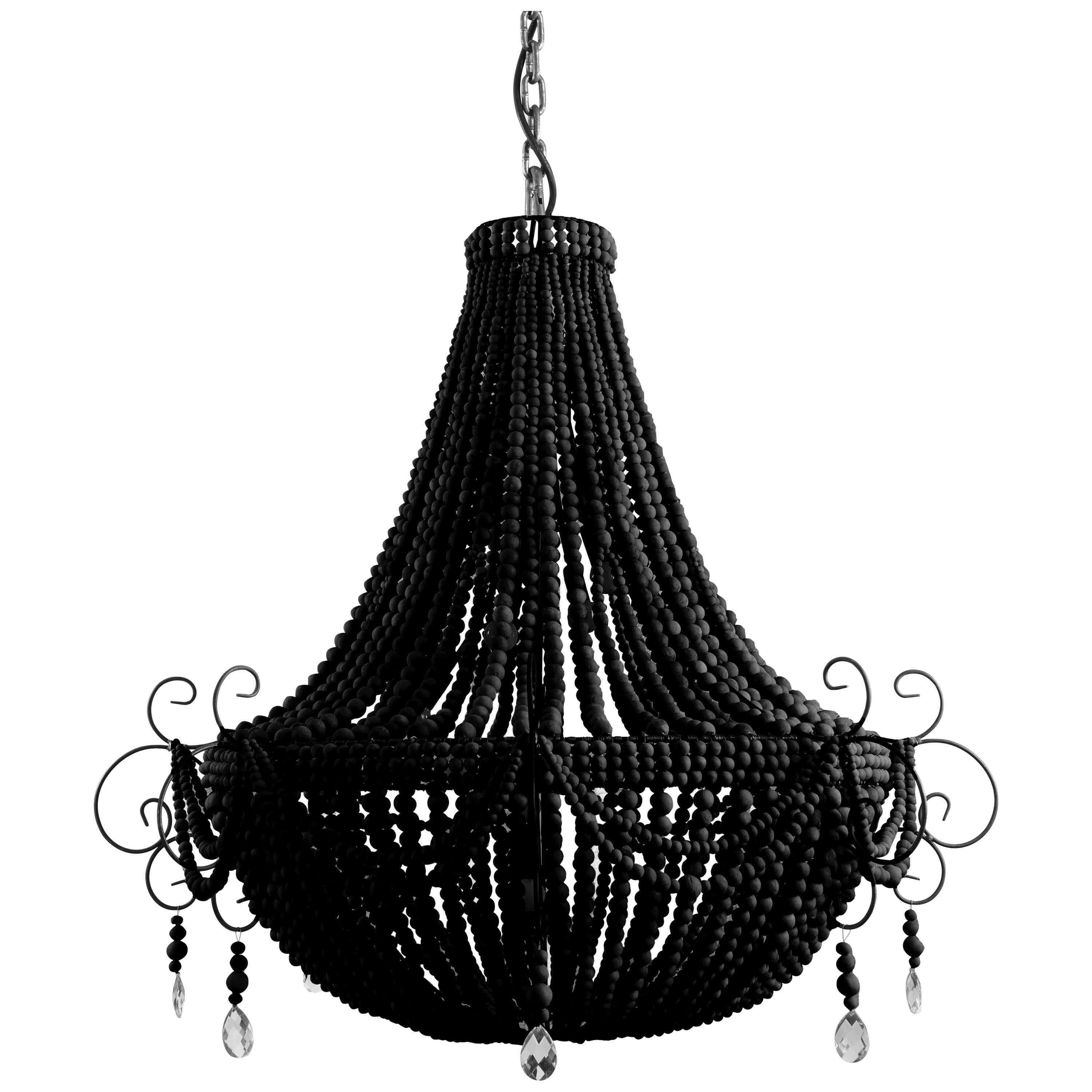 Klaylife Twist, extragroßer, schwarzer, handgefertigter Kronleuchter aus Ton mit Perlen, 21. Jahrhundert