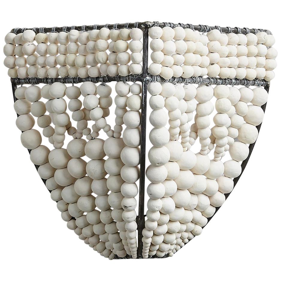 Klaylife Wall Sconce, White Handmade Clay Beaded Pendant Light