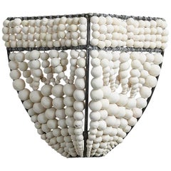 Klaylife Wall Sconce, White Handmade Clay Beaded Pendant Light