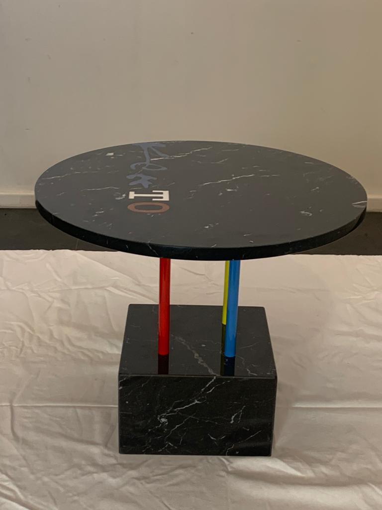 Italian Kleeto coffee table by Cleto Munari, unique piece with inlaid marble For Sale