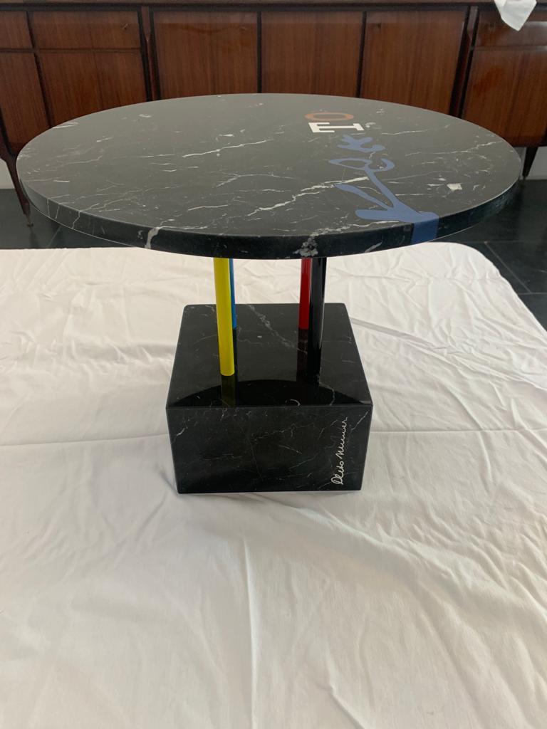 Kleeto coffee table by Cleto Munari, unique piece with inlaid marble For Sale 1