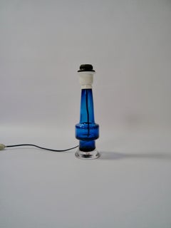 Royal Blue Full Crystal Table Lamp by Kosta, Sweden, 1960s